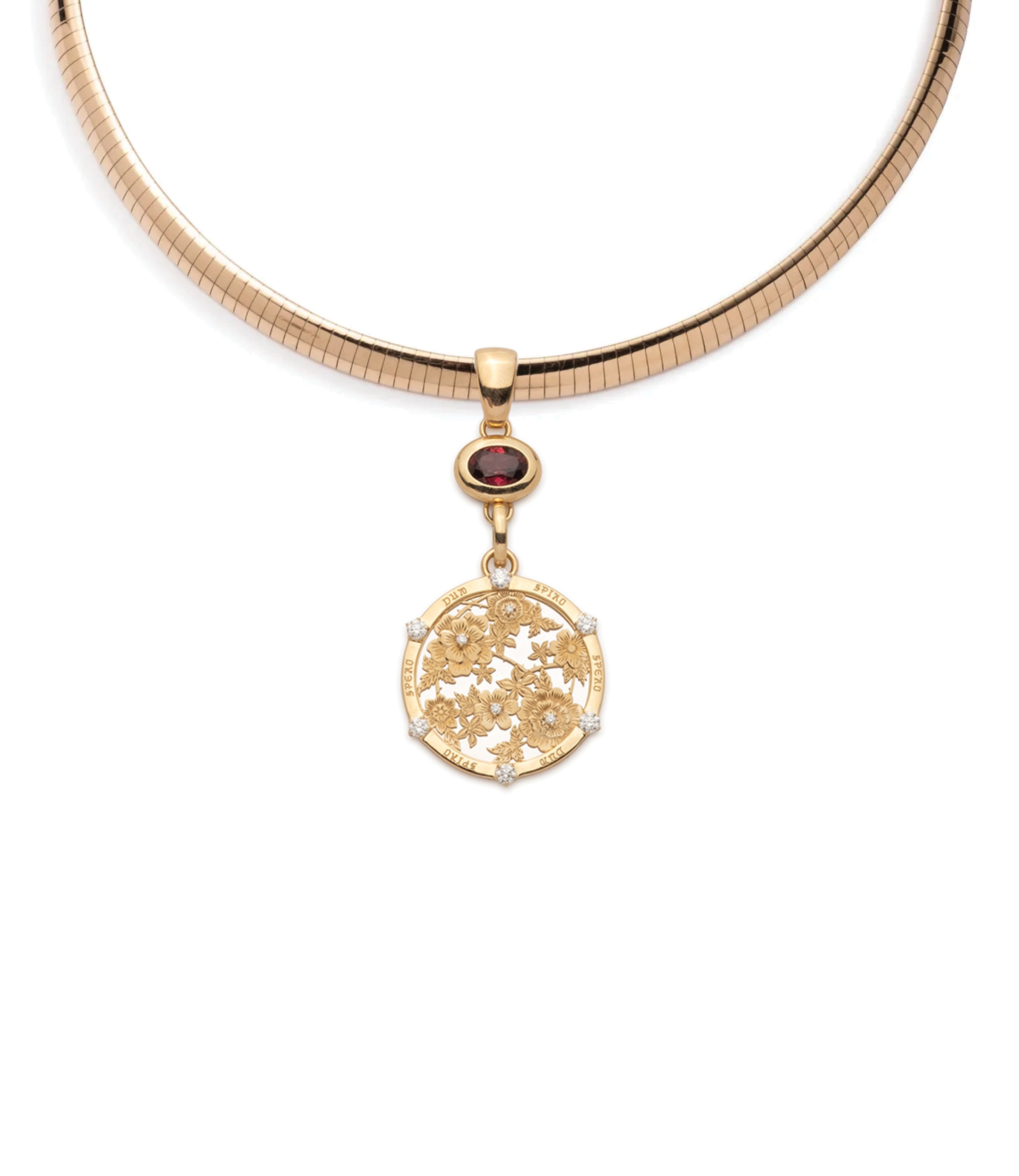 1.64ct Unique Rhodolite Garnet Elegant Resilience Collar Necklace in 14K Yellow Gold - Perfect for Evening Wear, Weddings & Special Occasions