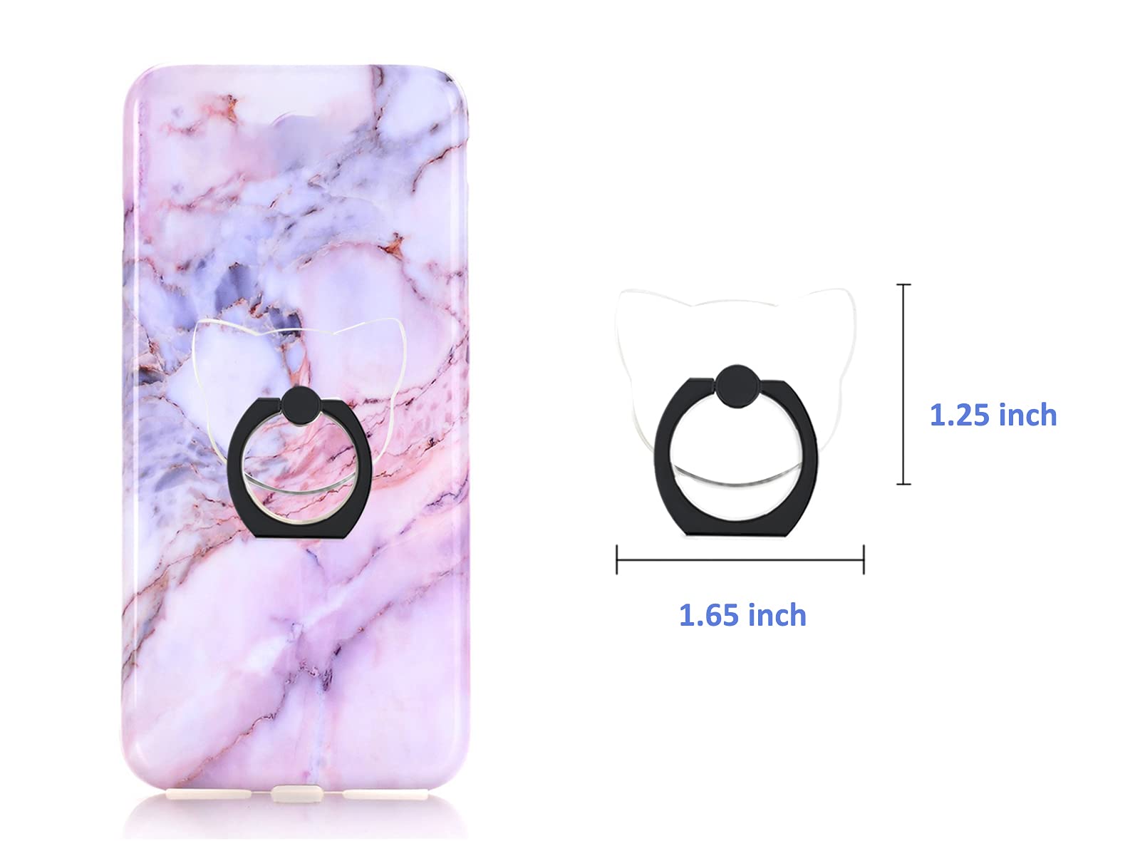 360° Rotating Clear Cat Phone Ring Holder Stand - Transparent Finger Grip Kickstand for iPhone, Samsung, iPad & Tablets - Perfect for Watching Videos, Taking Selfies & Secure Phone Grip