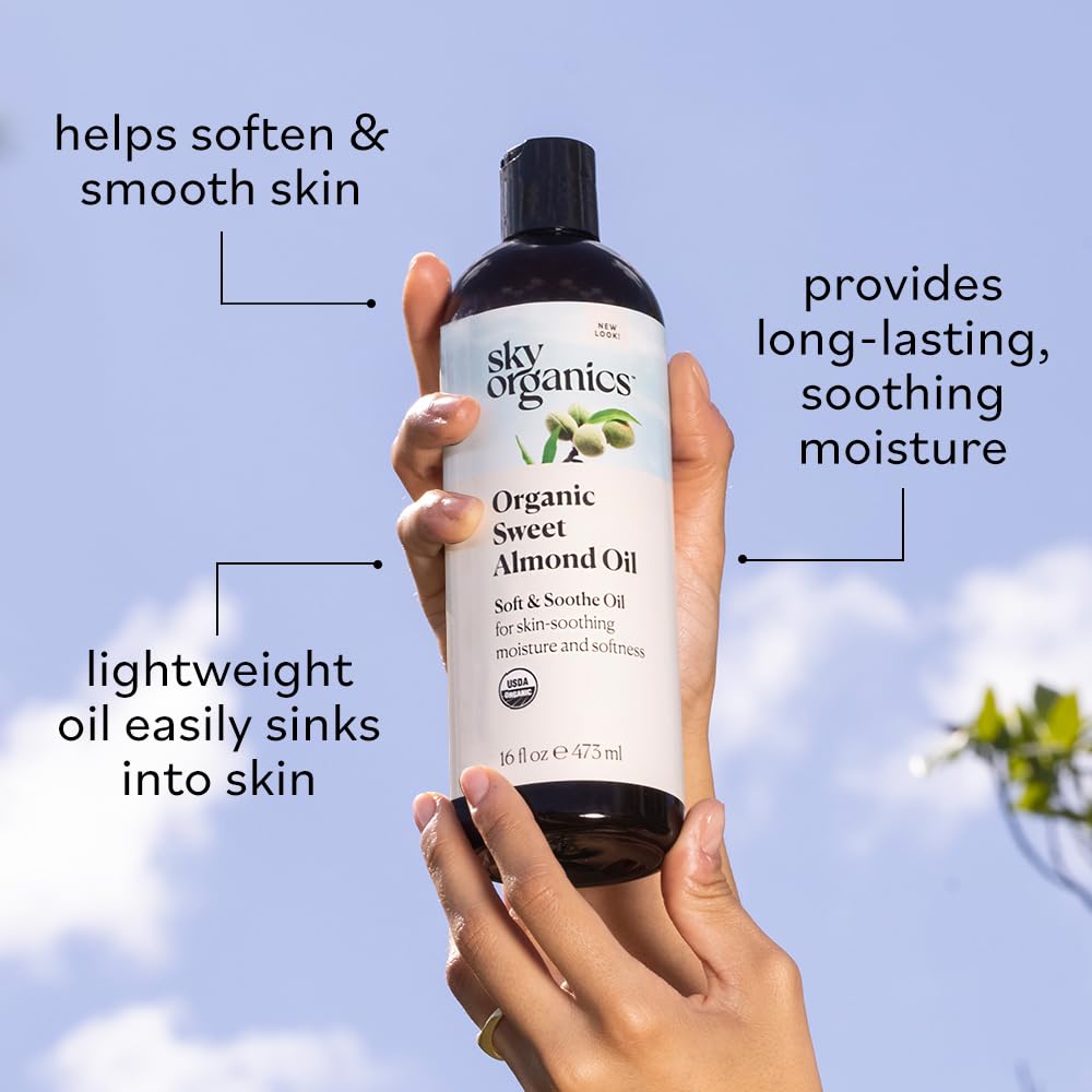Sky Organics Sweet Almond Oil & Shea Butter - 100% Pure Natural Moisturizer for Skin & Hair Care - Perfect for Massage, DIY Beauty Recipes & Dry Skin Relief