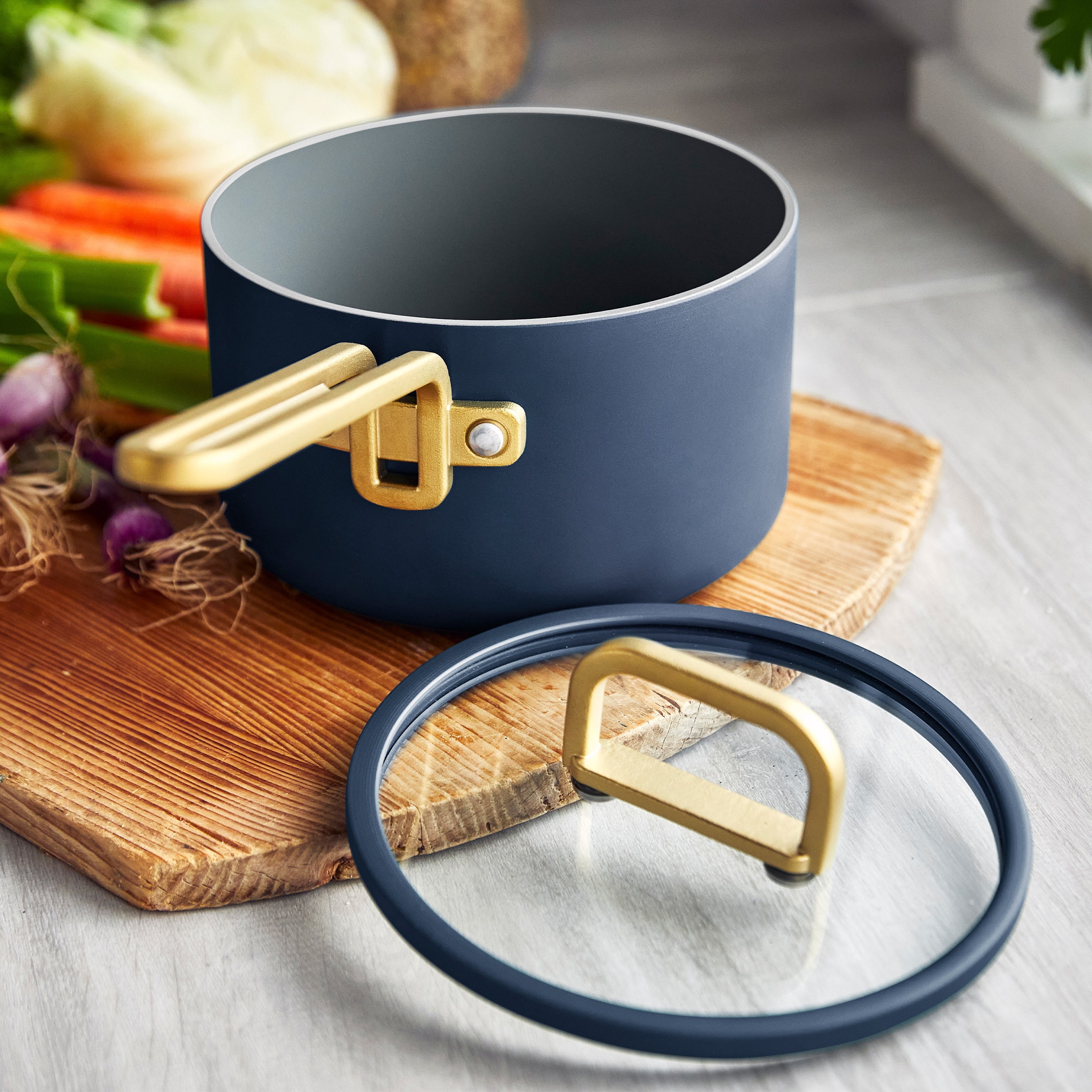 Stanley Tucci™ 10-Piece Ceramic Nonstick Cookware Set with Free Cookbook | Marino Blue | Perfect for Home Cooking, Gifting & Professional Chefs