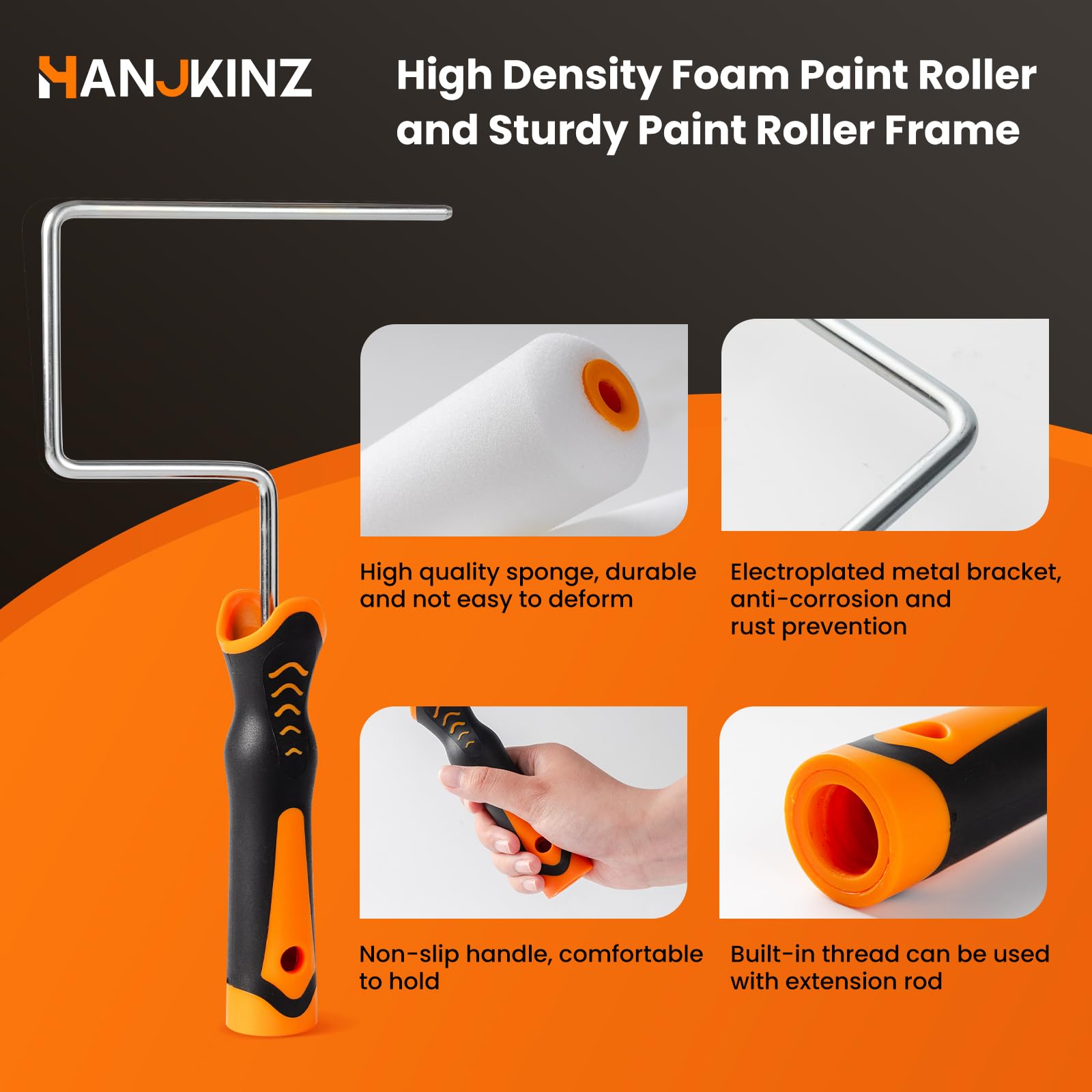 12-Piece 6-Inch High-Density Foam Paint Roller Kit with Tray & Liner - Perfect for Walls, Doors, Cabinets, DIY Home Projects & Professional Painting