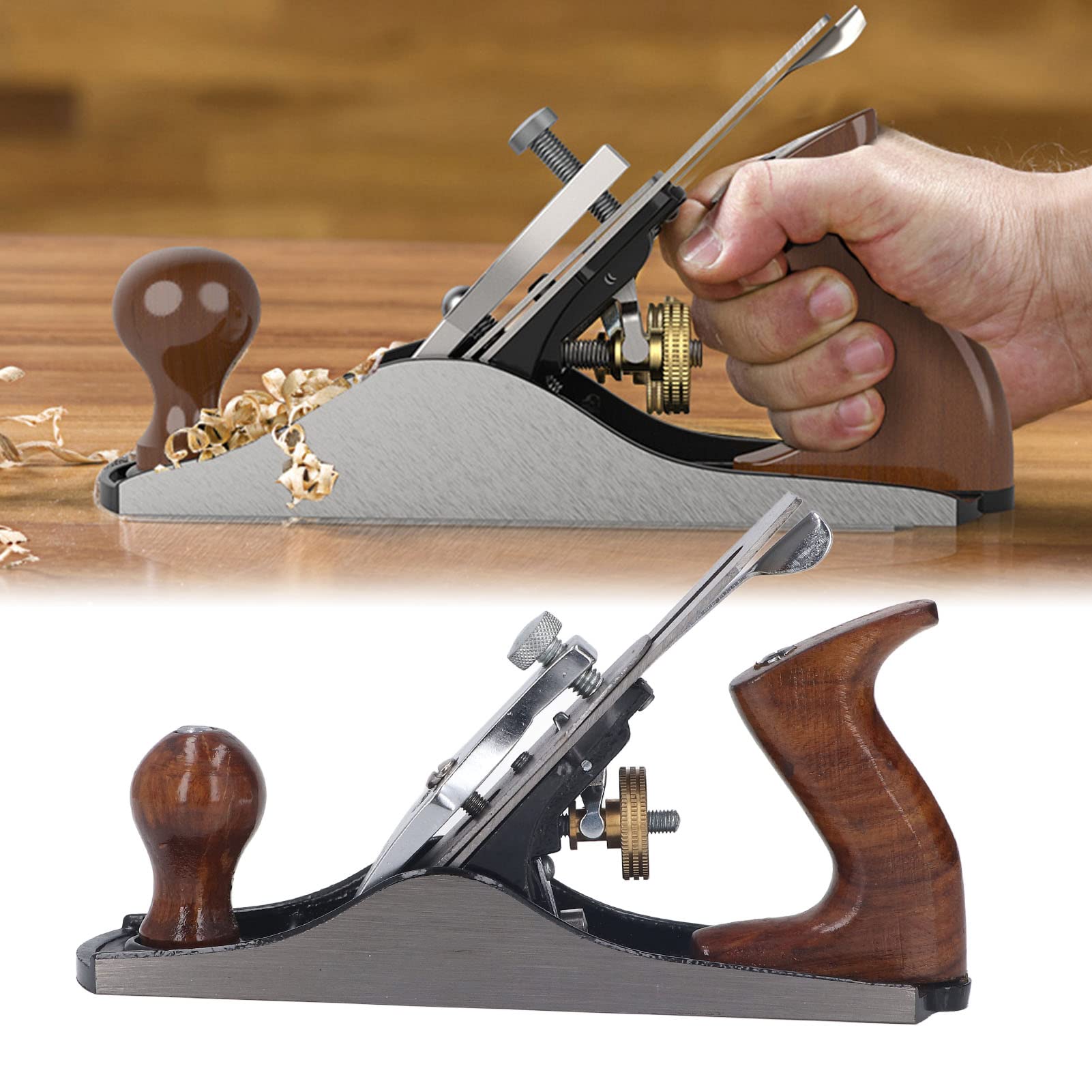 Premium Woodworking Bench Hand Plane - Adjustable Universal Precision Smoothing Plane with Ergonomic Wooden Handle | Perfect for Cabinet Making, Furniture Restoration & DIY Wood Projects