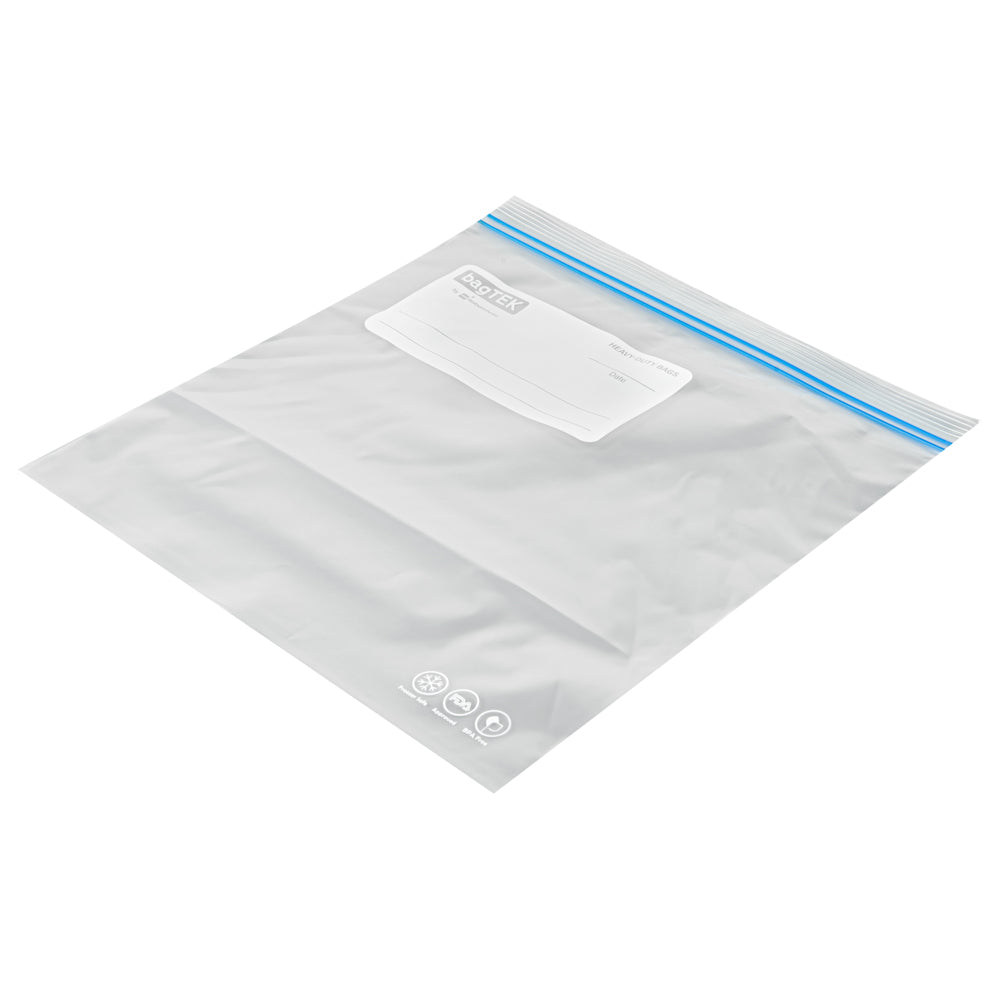 Bag Tek 1 Gallon Clear Plastic Freezer Bags - Double Zipper, BPA Free, Write-On Labels (10.75