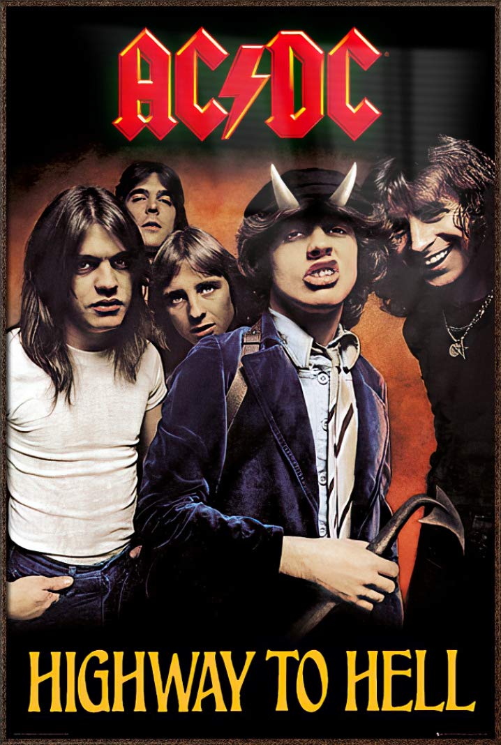 AC/DC Highway to Hell Album Cover Framed Music Poster - 24x36 Inches Wall Art Decor for Rock Fans, Bedroom, Living Room & Man Cave