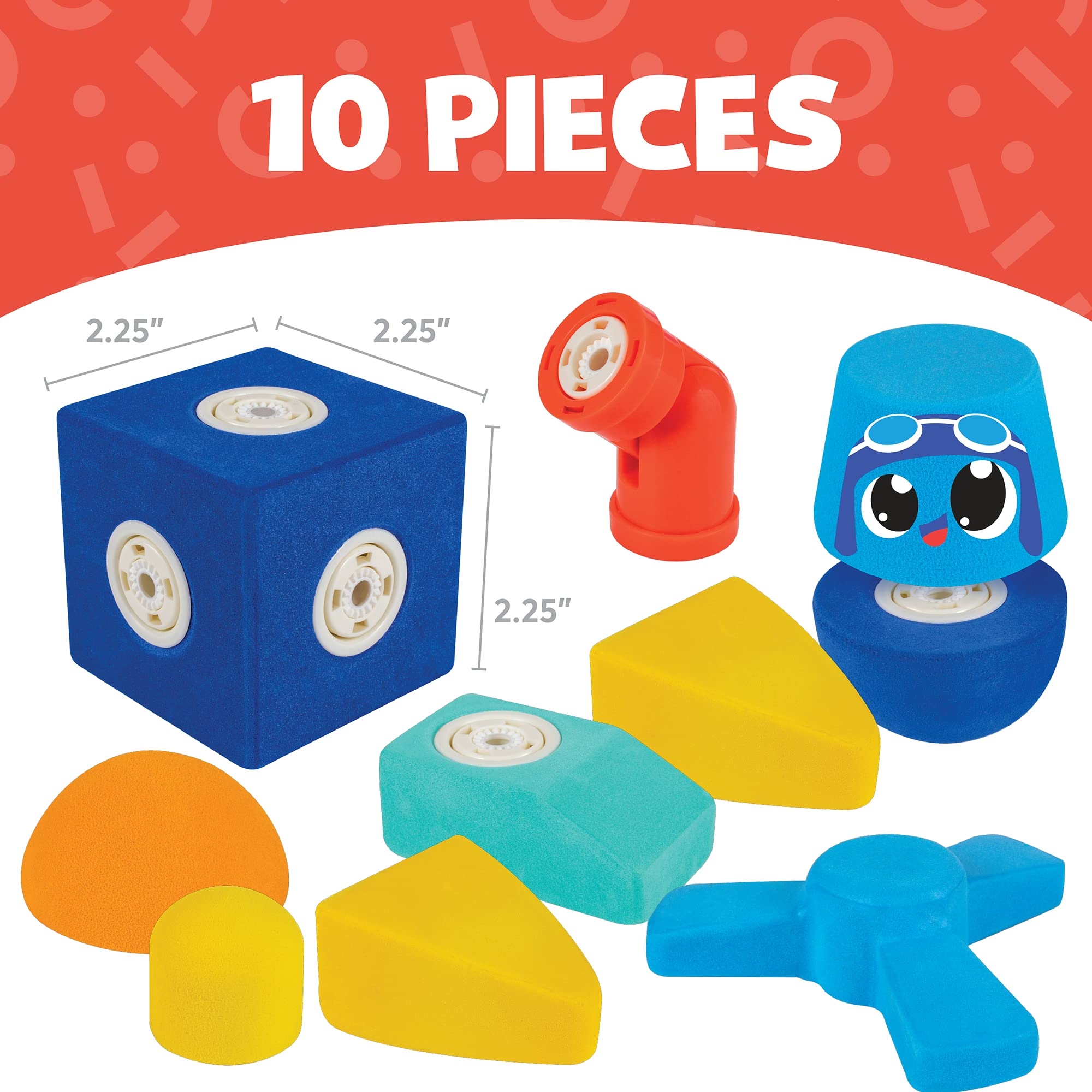 Magnetic Foam Building Blocks for Kids - STEM Educational Toys for Toddlers & Preschoolers Ages 3-6, Bath Toys for Boys & Girls, Airplane Construction Set - Perfect for Classroom Learning, Bathtime Play & Early Engineering Skills Development