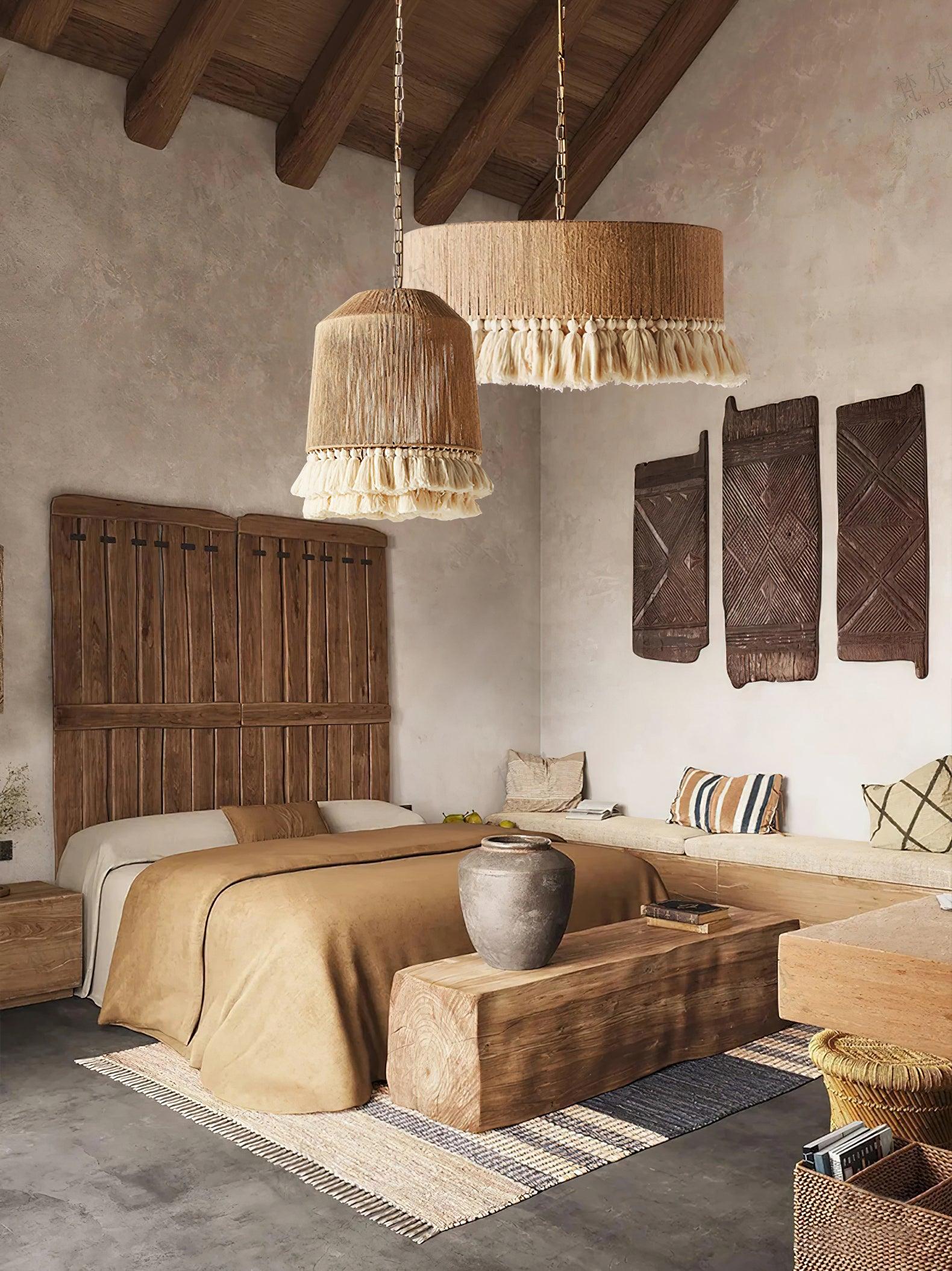 Boho Rara Pendant Lamp - Handmade Rattan Hanging Light Fixture for Living Room, Bedroom, or Dining Room Decor | Perfect for Boho, Farmhouse & Coastal Style Homes