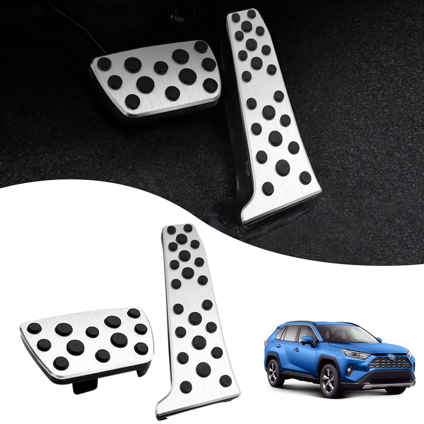 TTCR-II Universal Car Pedal Covers - Compatible with Toyota Avalon RAV4 2019-2025, Camry 2018-2025, Highlander 2020-2025, Sienna Venza 2021-2025 & Lexus ES 2018-2025, UX 2019-2025 - Anti-Slip Brake and Accelerator Pedal Pads (2-Piece Set) for Enhanced Driving Safety and Comfort