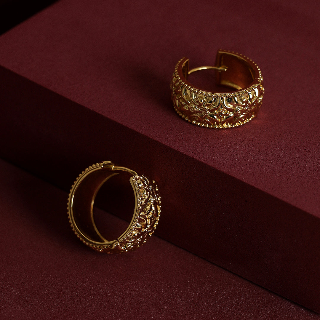Palais Statement Hoops - Elegant Gold-Tone Earrings for Women | Perfect for Parties, Weddings & Special Occasions