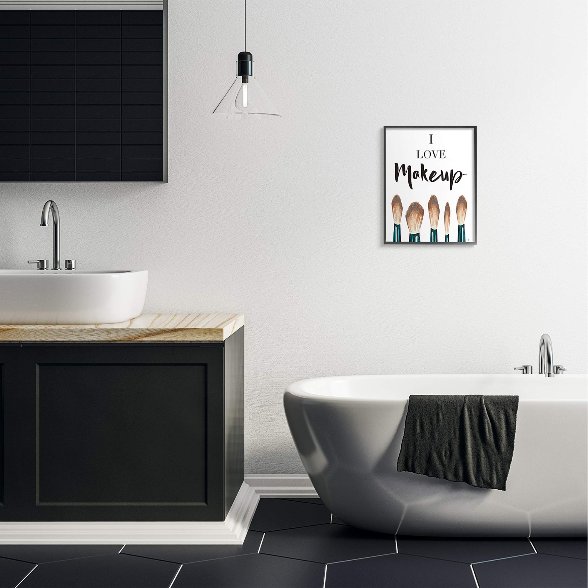 Stupell Industries 'I Love Makeup' Glam Cosmetic Brushes Framed Wall Art - 16