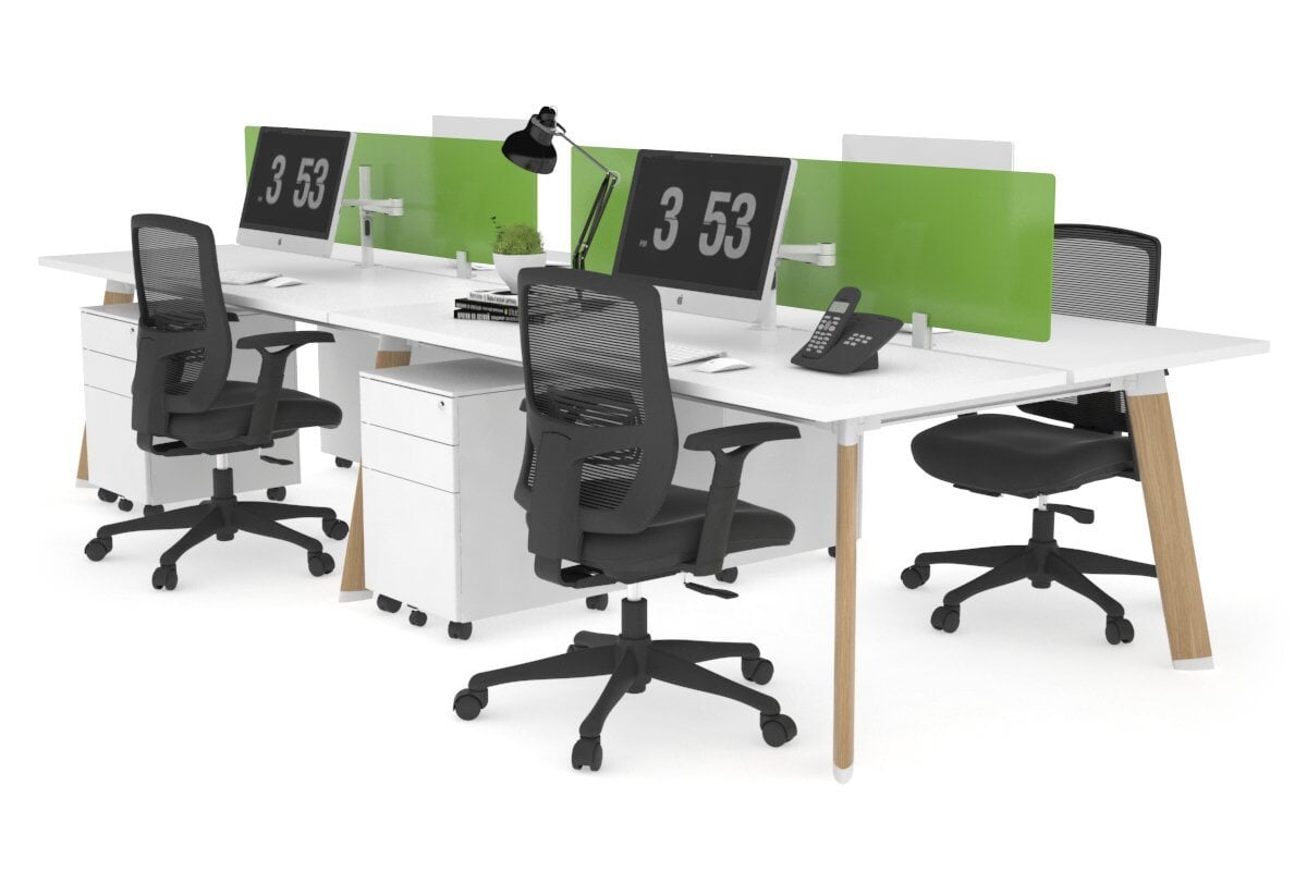 4-Person Wooden Workstation with Imprint Frame - 1400L x 700W Dimensions - Ideal for Office, Home Office & Collaborative Workspaces