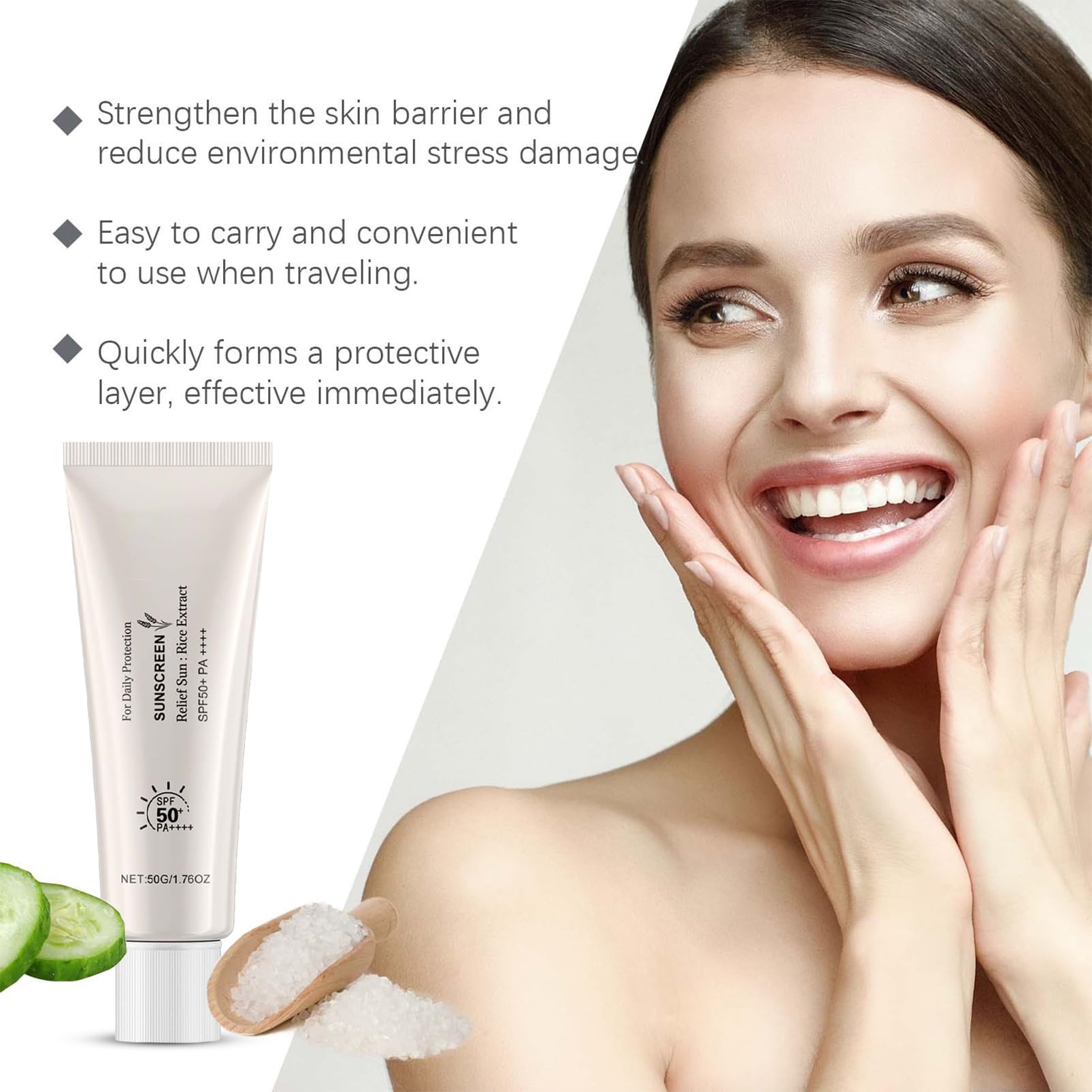 Korean SPF50+ Probiotic Sunscreen for Face & Body | Oil-Free, Lightweight & Nourishing Organic Sunscreen | Daily UV Protection for Sensitive Skin | Perfect for Beach, Outdoor Activities & Daily Wear