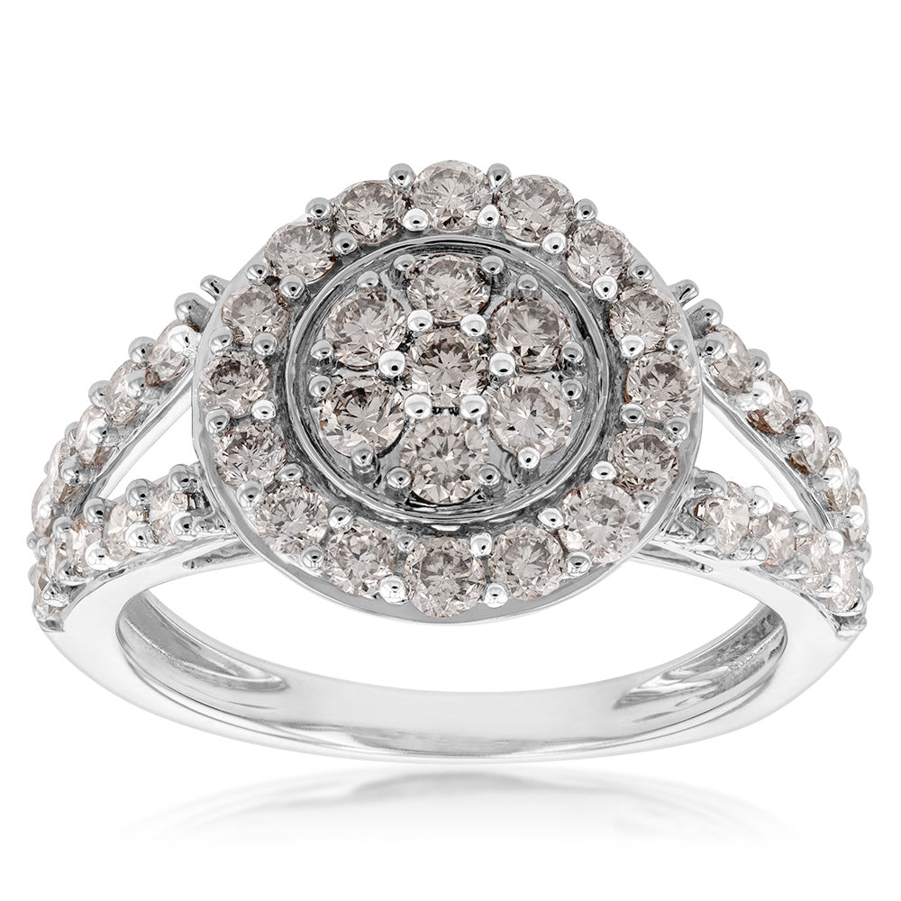 9ct White Gold 1 Carat Round Diamond Cluster Ring - Elegant Jewelry for Engagement, Wedding & Anniversary Gifts