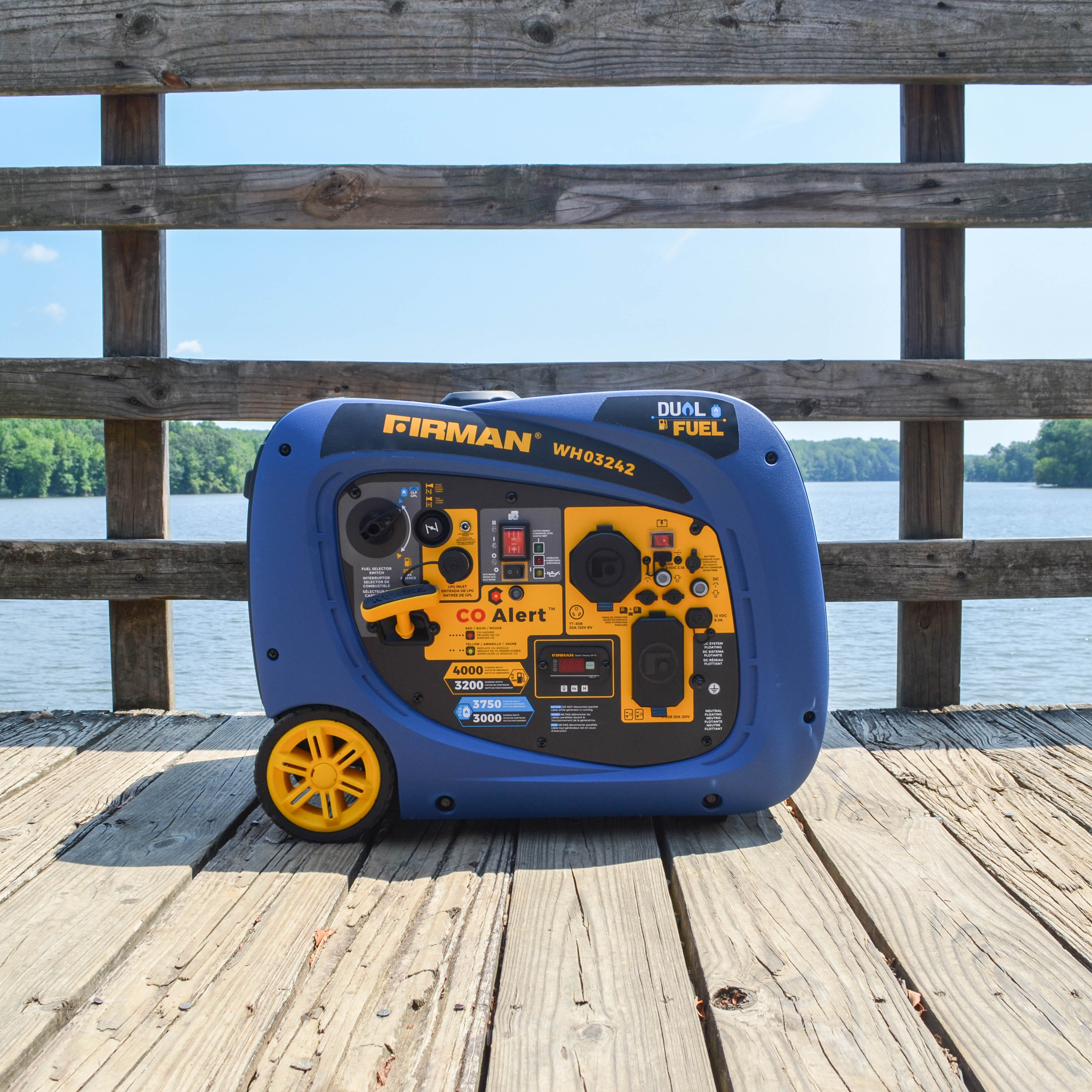 4000W Dual Fuel Inverter Generator with Electric Start & CO Alert - Portable Power for Camping, RV Trips & Emergency Backup
