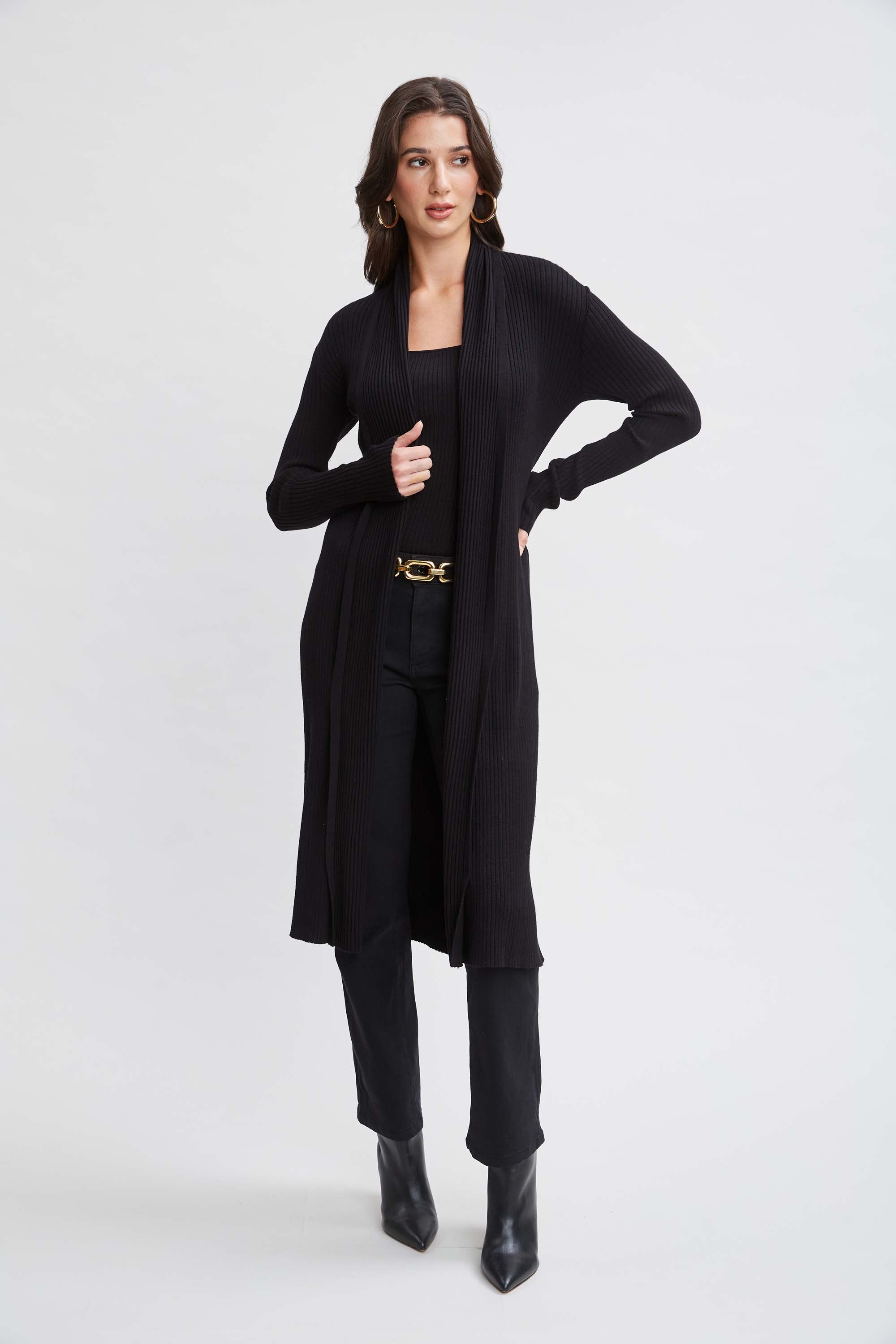 Tahari Women's Lightweight Knit Cardigan Sweater - Soft Open Front Long Sleeve Wrap Cover Up for Office, Travel & Casual Wear
