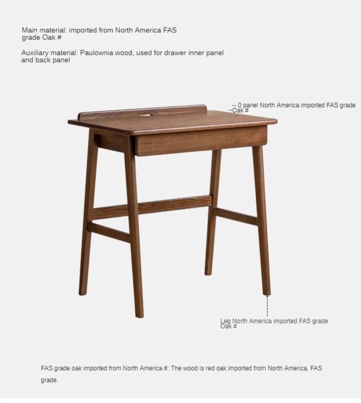 Solid Oak Wood Small Office Desk - Compact & Durable Home Office Furniture for Small Spaces, Remote Work & Study
