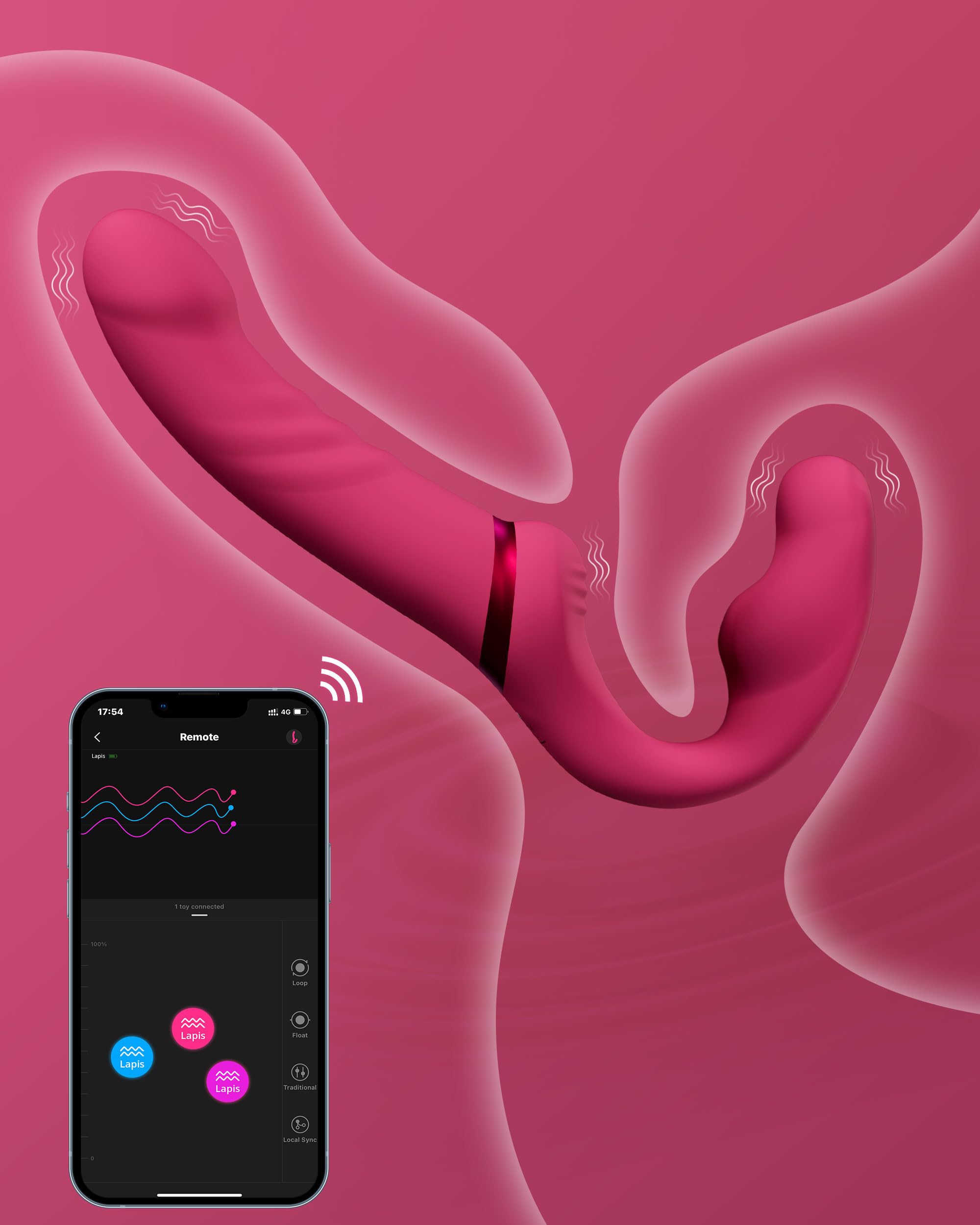 LOVENSE Lapis Strapless Strap-On Dildo - Double-Ended G-Spot Vibrator with Flexible Bulb & Remote Control - Vibrating Butt Plug & Clitoral Stimulator for Women & Lesbian Couples - Perfect for Couples Play, Solo Use & Long Distance Relationships