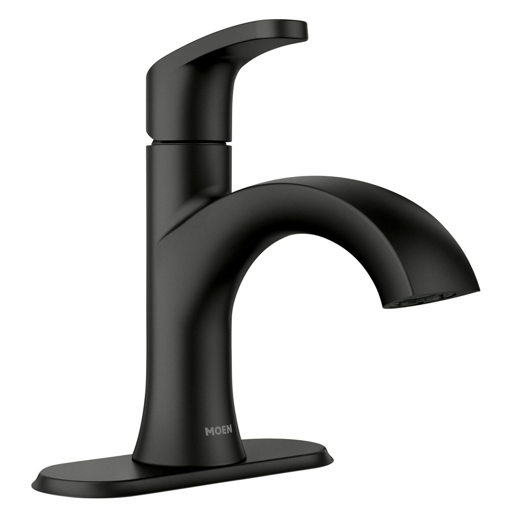 Moen Karis One-Handle Bathroom Sink Faucet - Single Hole Lavatory Faucet with Drain Assembly & Optional Deck Plate in Matte Black (Model 84346BL) - Perfect for Modern Bathroom & Powder Room Upgrades