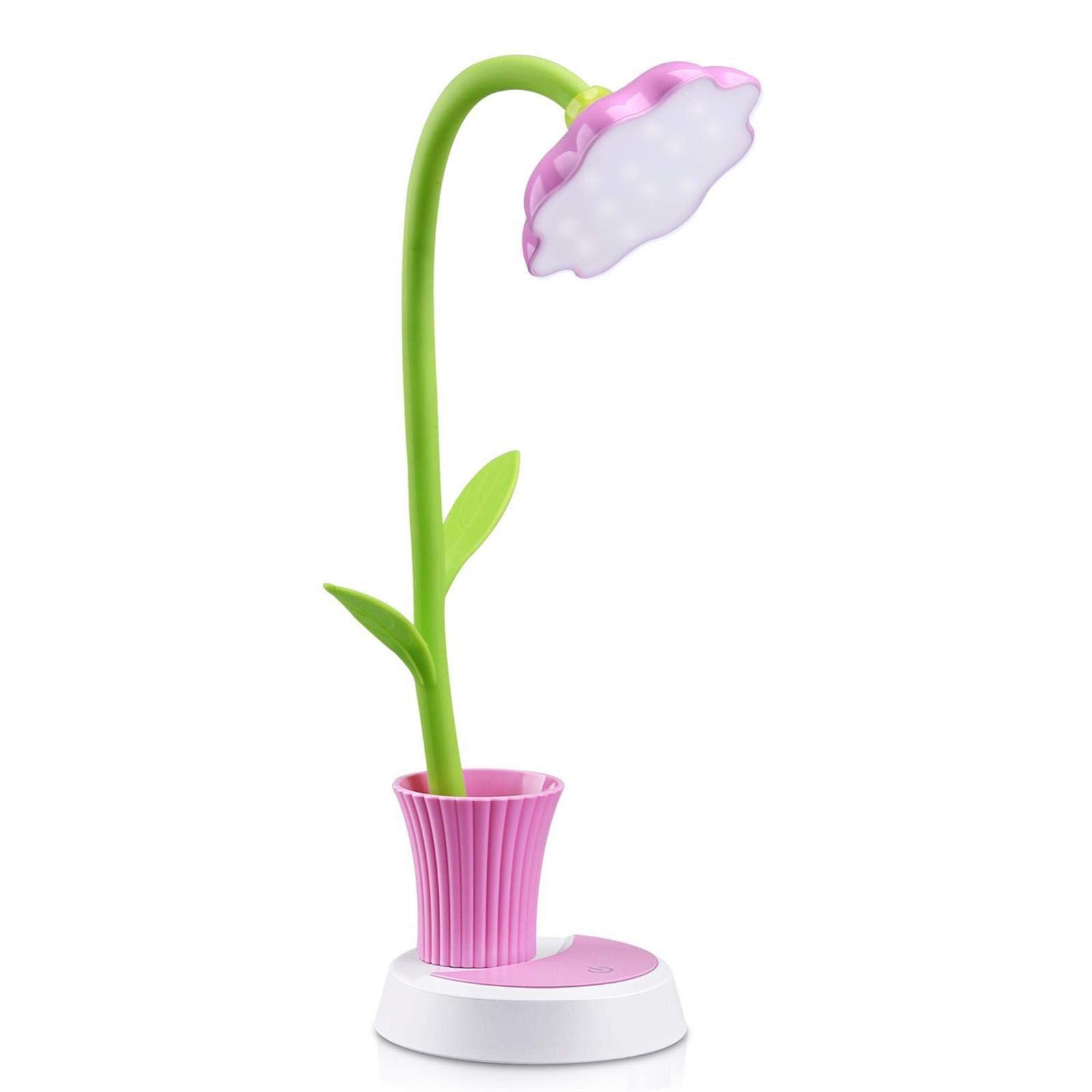 Uniwit Sunflower LED Desk Lamp for Kids - Adjustable Brightness, USB Charging, Eye Protection Study Light for Reading, Homework & Office Use - Foldable Small Table Lamp (Pink) - Perfect for Bedroom, Dorm & Study Room