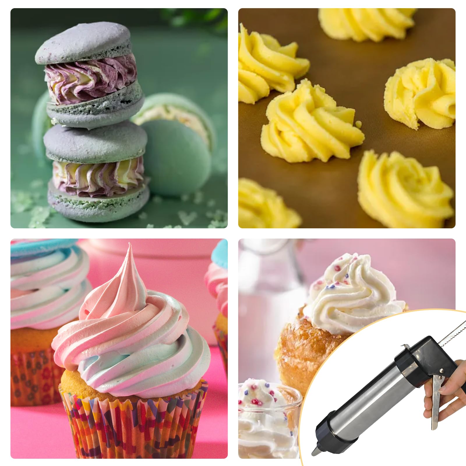Professional Cookie Press Gun for Baking - 13 Cookie Discs & 8 Icing Nozzles Kit - Perfect for DIY Cookies, Cake Decorating & Holiday Baking