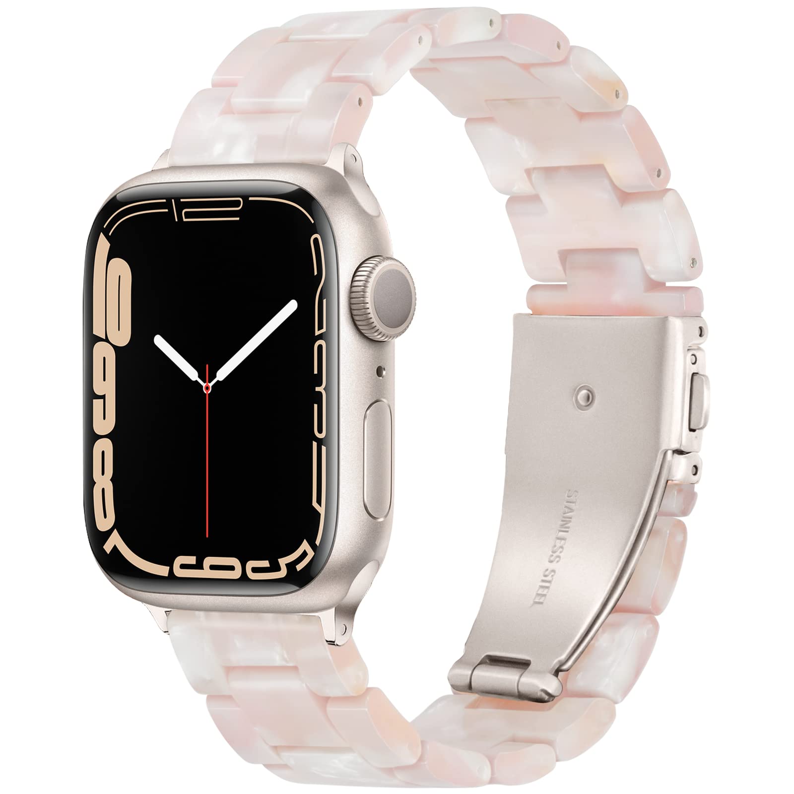 Premium Resin Apple Watch Bands Compatible with Series 1-10, SE, Ultra & Ultra 2 (42mm/44mm/45mm/46mm/49mm) - Lightweight Flower Pink Strap for Women & Men - Perfect for Workouts, Office & Everyday Wear