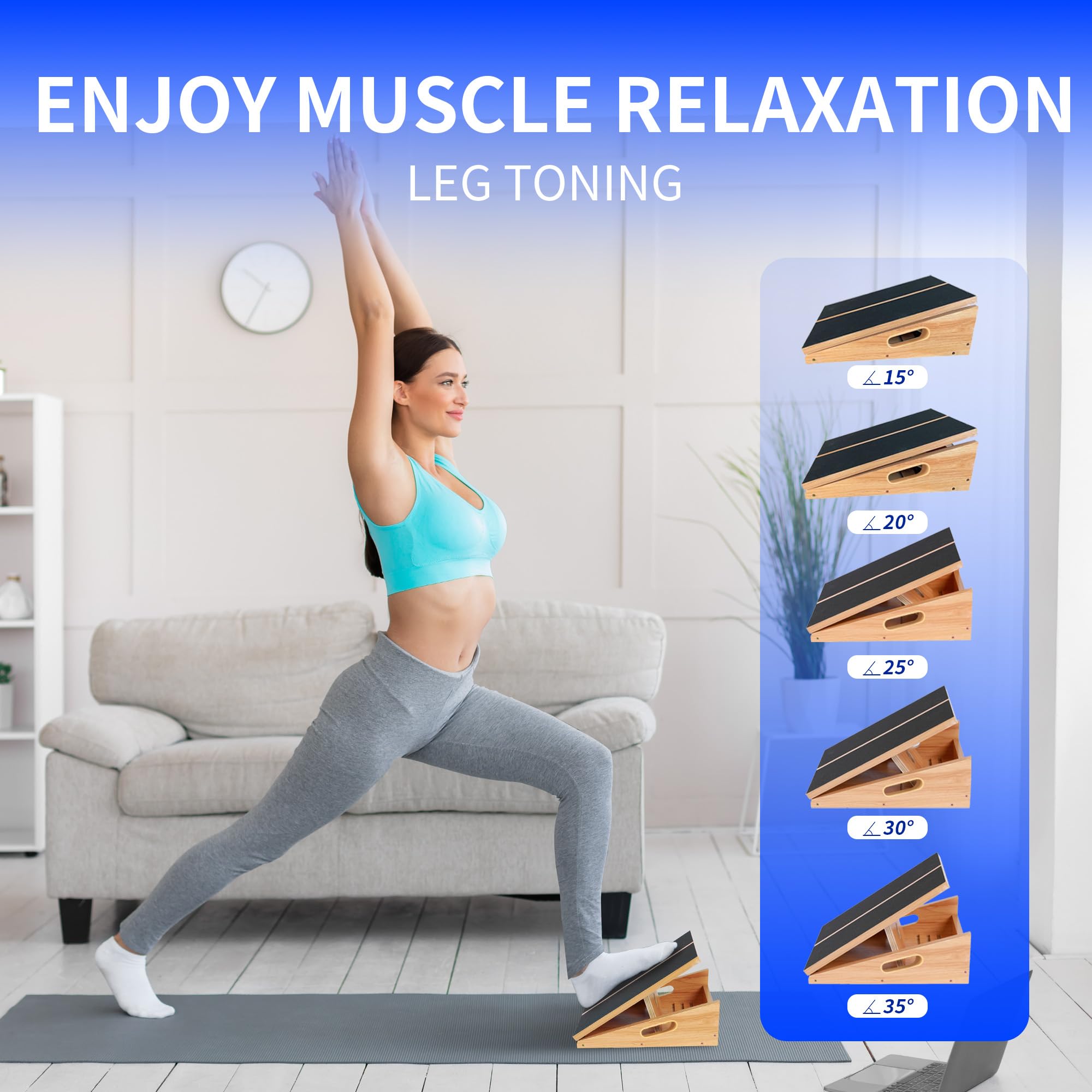 Professional Slant Board for Calf Stretching - Adjustable Foot & Ankle Stretcher for Physical Therapy, Yoga & Workouts - Improve Flexibility & Relieve Pain
