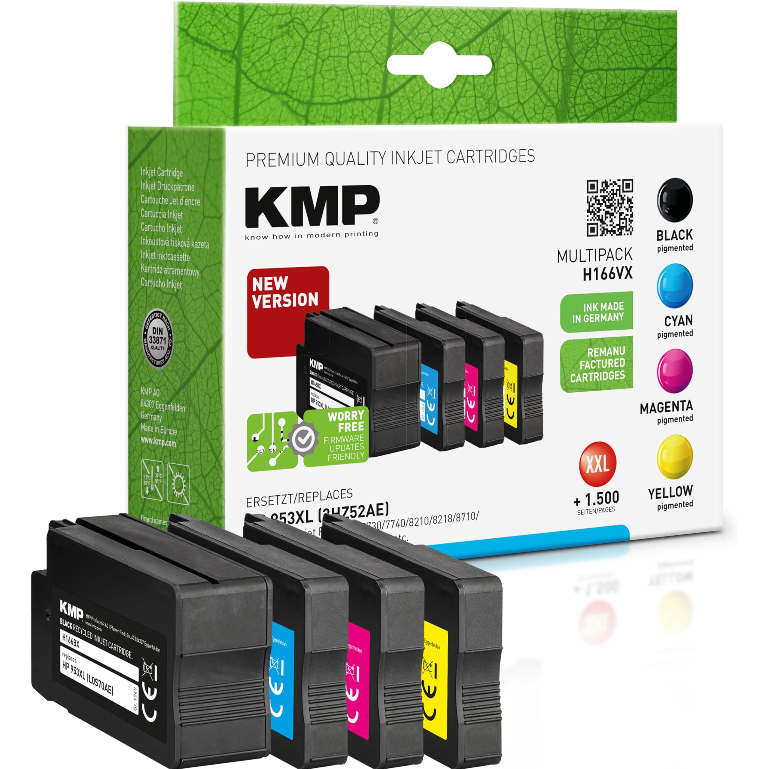 KMP 1747,4005 Multi Pack - 4 Remanufactured Toner Cartridges (Black, Yellow, Magenta, Cyan) for HP Printers | Office & Home Printing Supplies