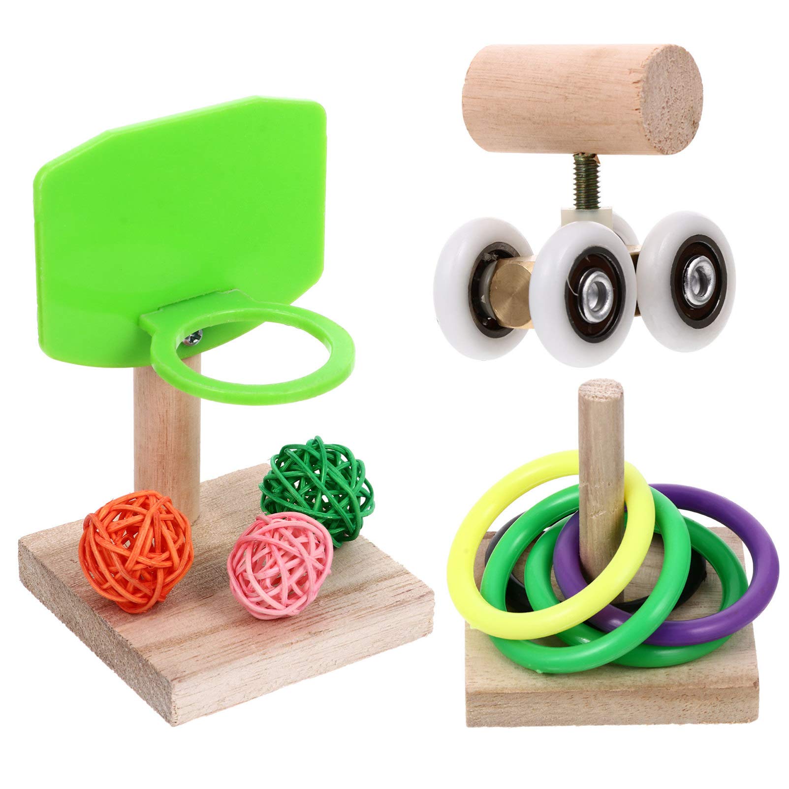 TEHAUX 3 Sets Parrot Training Toys - Interactive Stacking Rings & Foraging Puzzle Toys for Birds, Cockatiels, Parakeets - Mental Stimulation & Exercise Toys for Small to Medium Pet Birds - Perfect for Cage Play, Training Sessions & Boredom Relief - Great for Bonding Time & Bird Enrichment Activities
