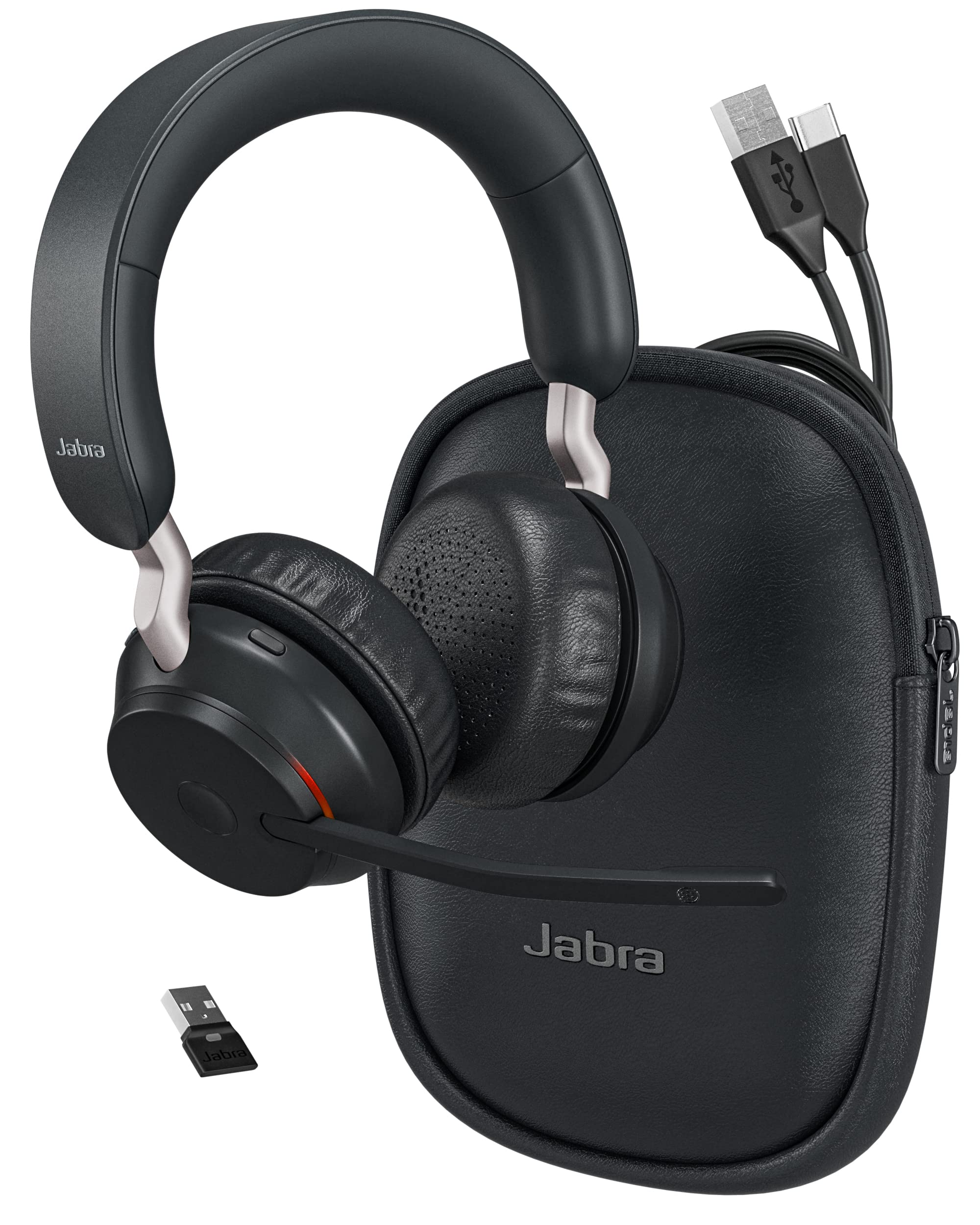 Jabra Evolve2 65 Wireless Headset - USB-C Stereo Bluetooth Headphones with Dongle for Zoom, Webex, Skype | Compatible with PC, Mac, Smartphones & Tablets (Black) | Ideal for Remote Work, Online Meetings & Office Use