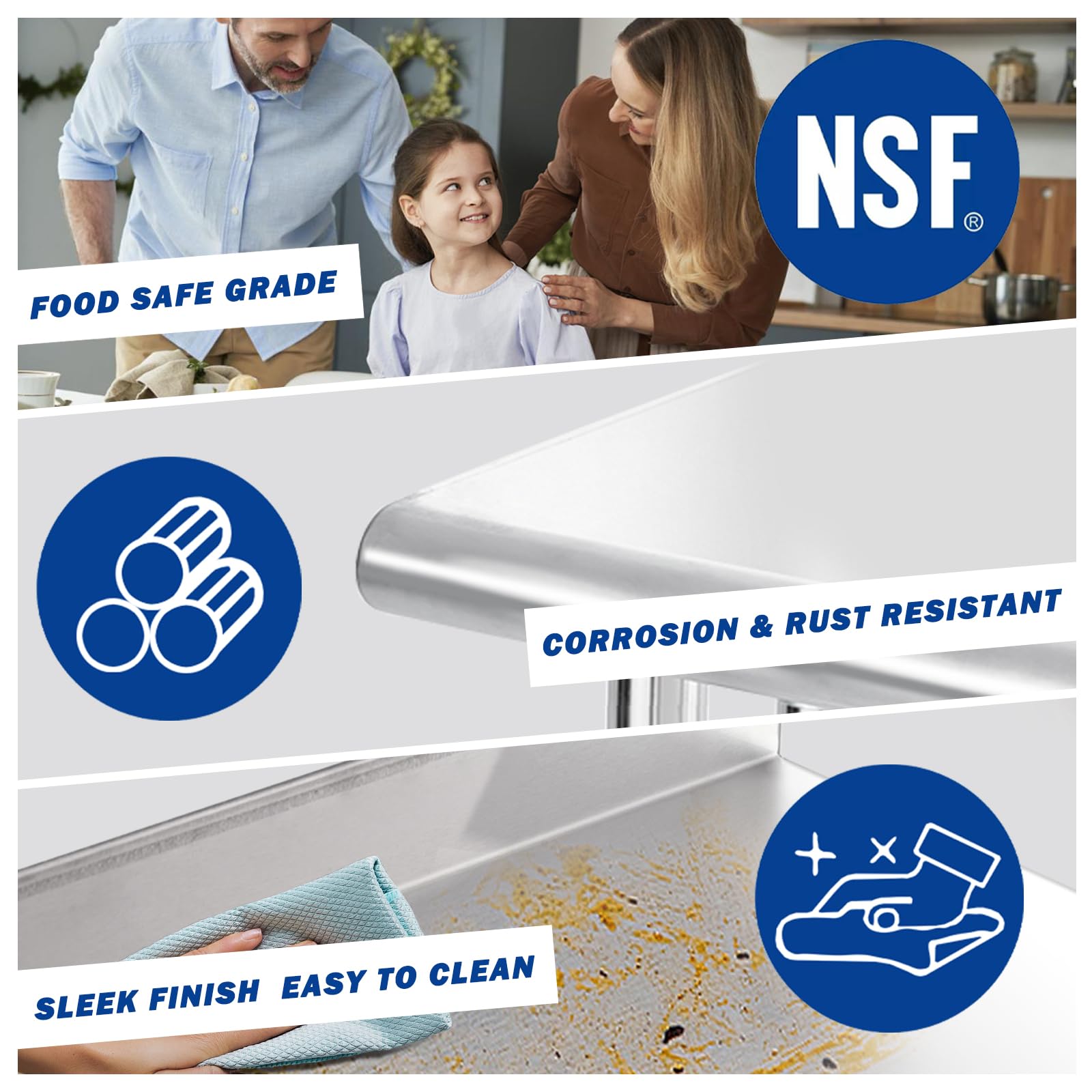 30x18x33 Inch NSF Certified Stainless Steel Prep Table - Heavy Duty Commercial Kitchen Work Table for Restaurant, Home & Food Prep - Perfect for Small Spaces & Kitchen Expansion
