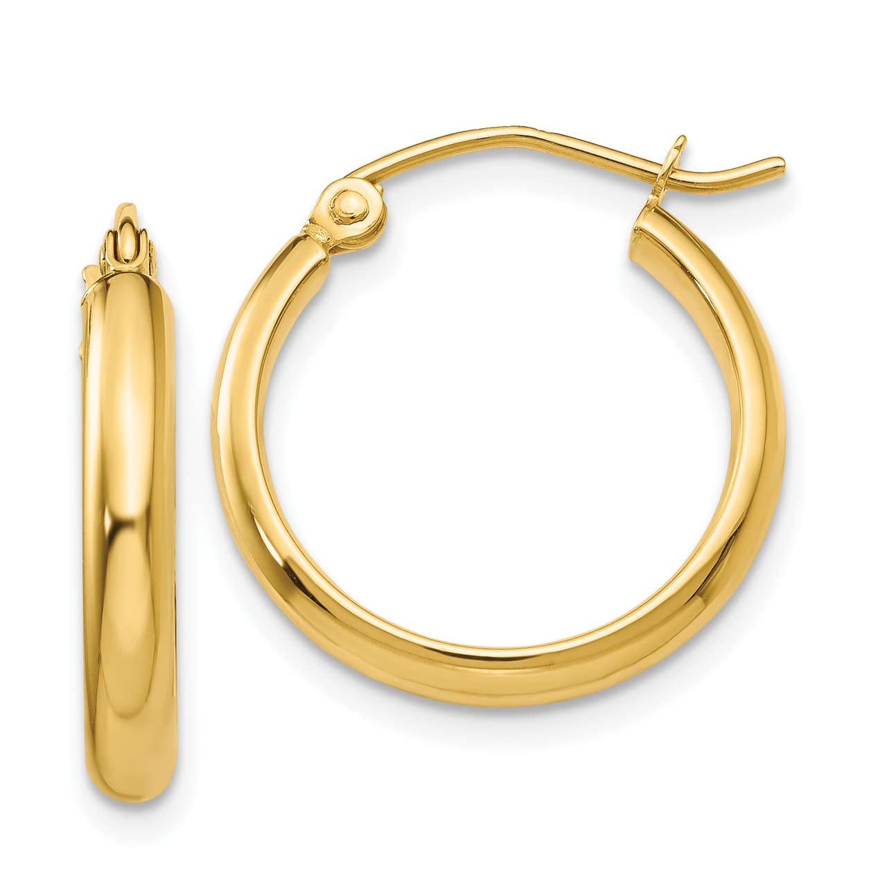14K Yellow Gold Polished Hoop Earrings for Women - Lex & Lu LAL81622 | Elegant Everyday Jewelry, Perfect for Work, Parties & Special Occasions
