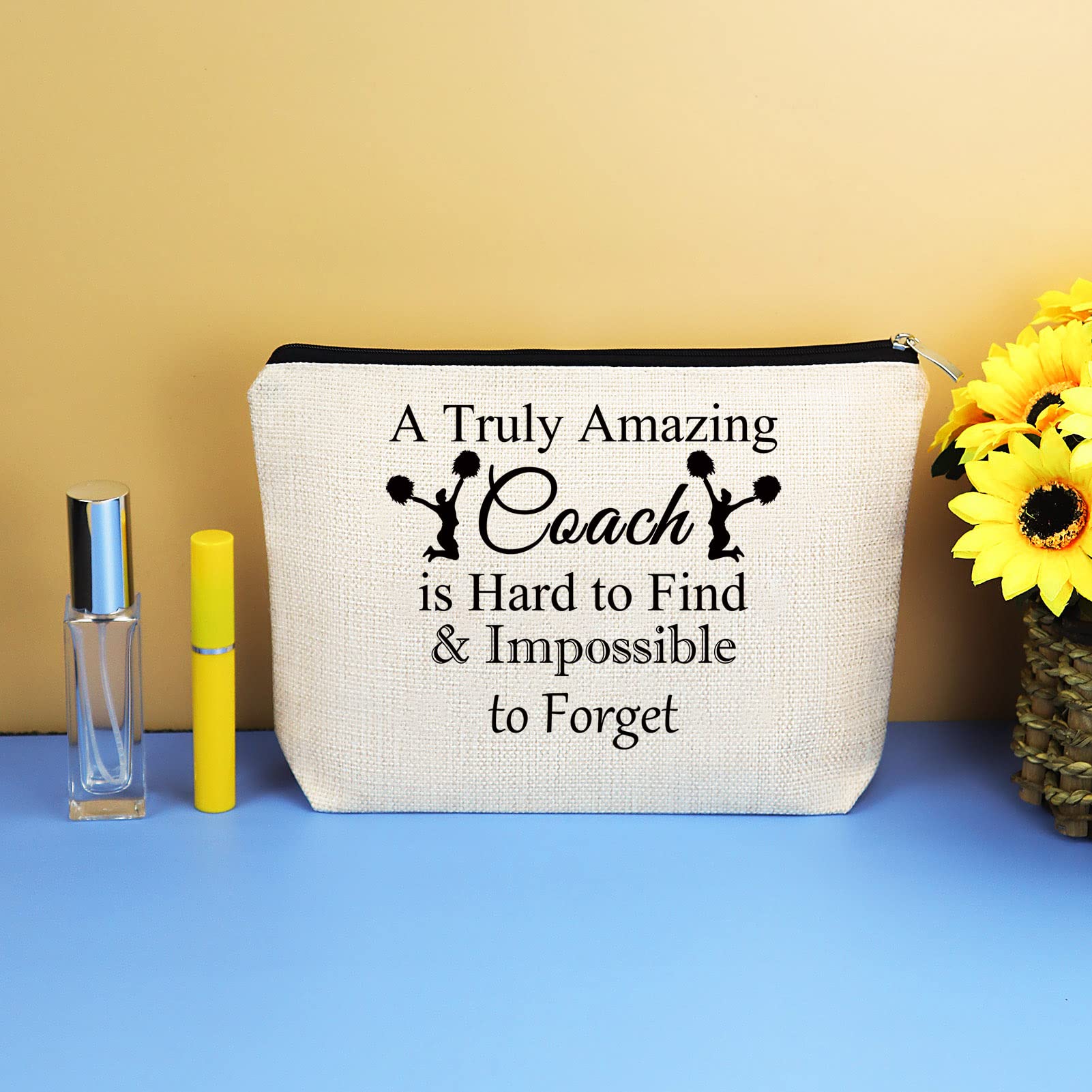 Coach Sports Mom Gift - Cheer Mom Present Makeup Bag | Appreciation Gift for Baseball, Basketball, Football, Soccer & Tennis Coaches | Cosmetic Bag for Mother's Day, Birthday & Travel Toiletries Pouch | Perfect for Gym, Sideline & Team Events