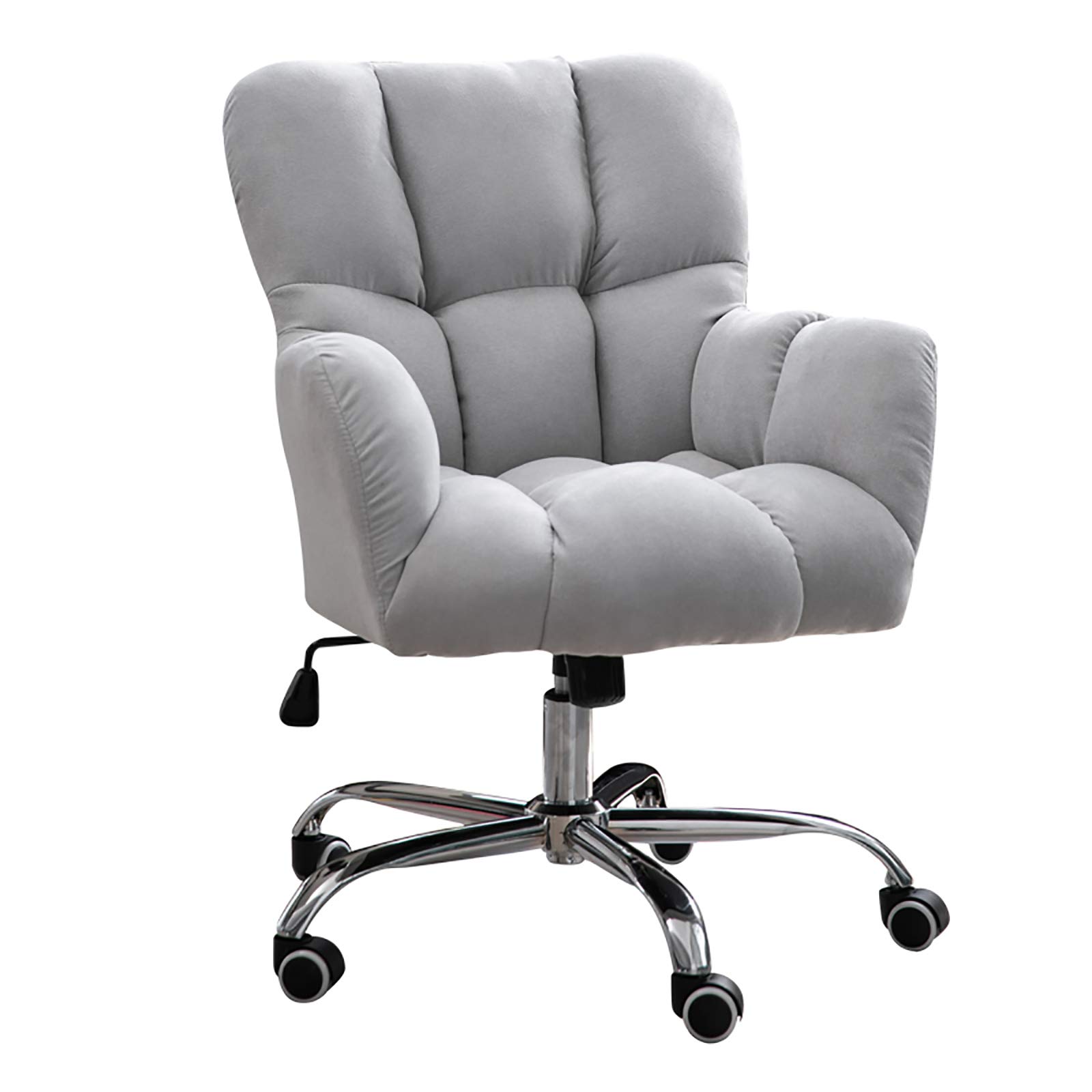 Ergonomic Adjustable Office Chair with Soft Linen Seat - Modern Mid-Back Computer Desk Chair for Home & Office - Swivel Task Chair for Adults & Teens (Grey, 24x34-37 Inch) - Perfect for Long Work Hours, Gaming & Study Sessions