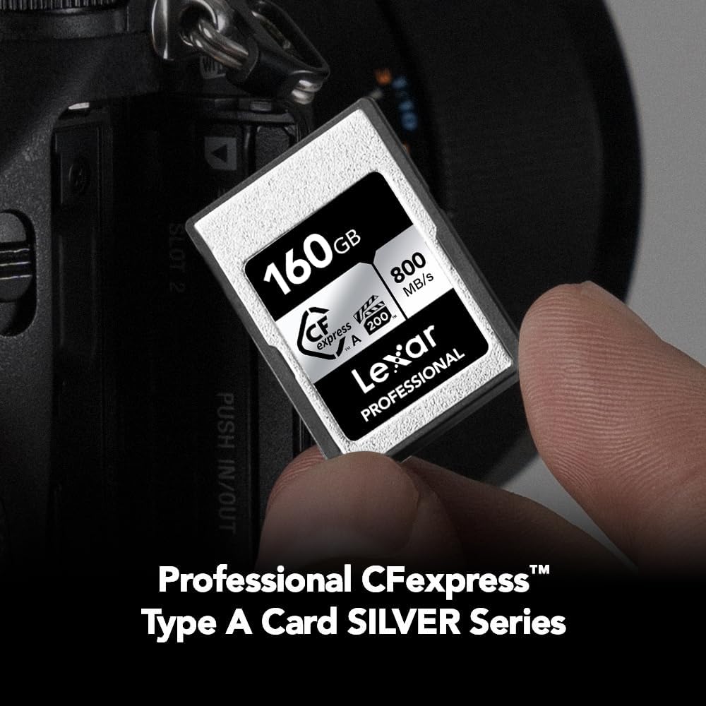 Lexar Professional 160GB CFexpress Type A Memory Card - High-Speed SILVER Series for 4K/8K Video & Pro Photography (Cameras, Drones, Gaming Consoles)