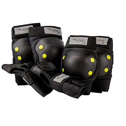 Flybar Kids Knee Pads, Elbow Pads & Wrist Guards Set - Adjustable Velcro Protective Gear for Roller Skating, Skateboarding, Cycling & Outdoor Sports - Impact Resistant & Breathable Safety Equipment for Active Children