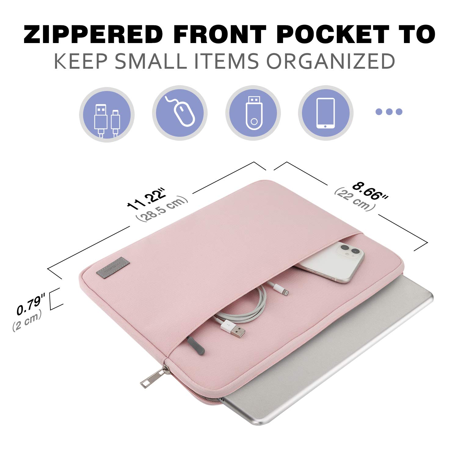 MoKo 9-11 Inch Tablet Sleeve Case for iPad Air/Pro (2025-2023 Models) - Lightweight Protective Cover with Soft Lining - Perfect for Travel, Office & School - Pink