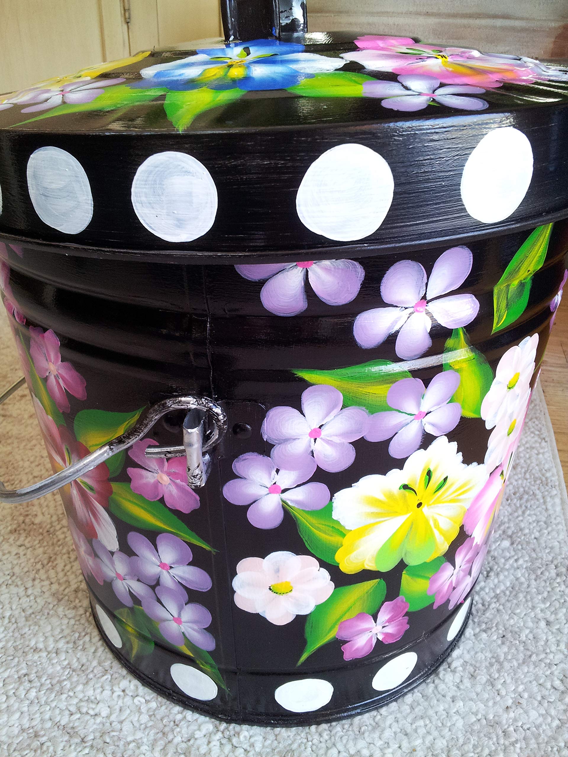 6 Gallon Hand Painted Decorative Trash Can - Elegant Waste Bin for Kitchen, Bathroom & Office - Perfect for Home Decor & Waste Disposal