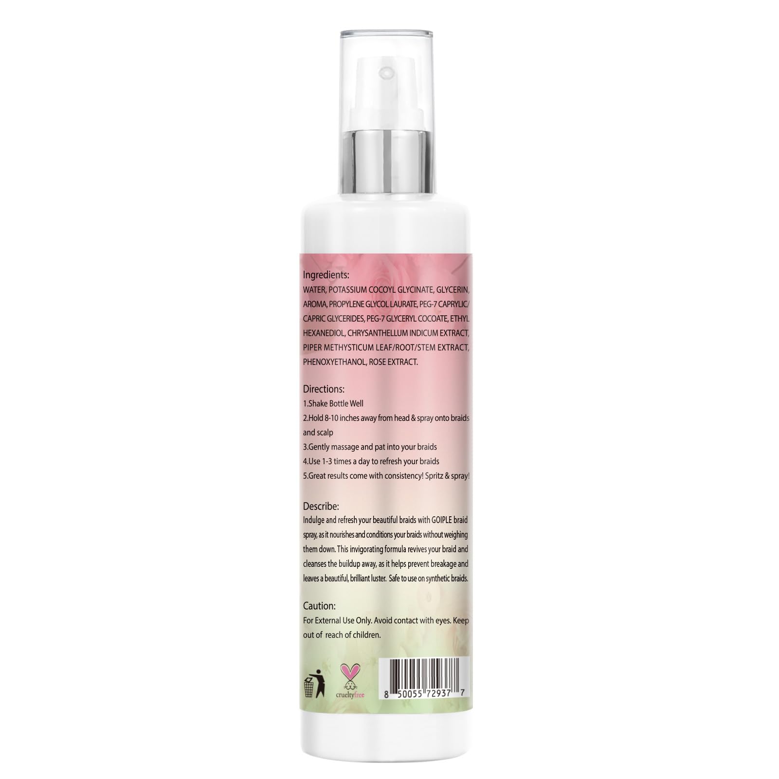 Organic Rose Mint Braid Spray (6.8 fl oz) - Dreadlock Moisturizer for Itchy Scalp, Adds Shine & Hydration - Lightweight Formula for Dreads, Twists, Cornrows & Box Braids - Perfect for Daily Hair Care & Protective Styling