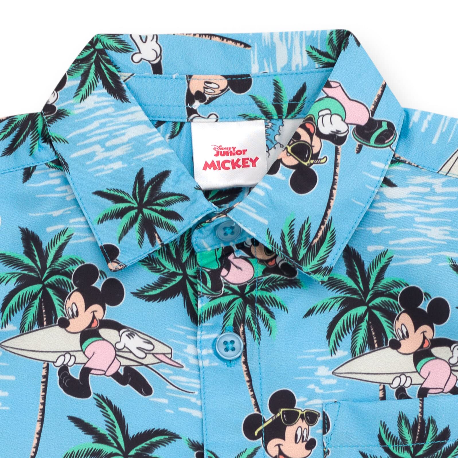 Disney Mickey Mouse Hawaiian Print Button Down Shirt & Shorts Set for Toddler to Big Kid - Beach Vacation, Summer Outfits, Birthday Party Wear