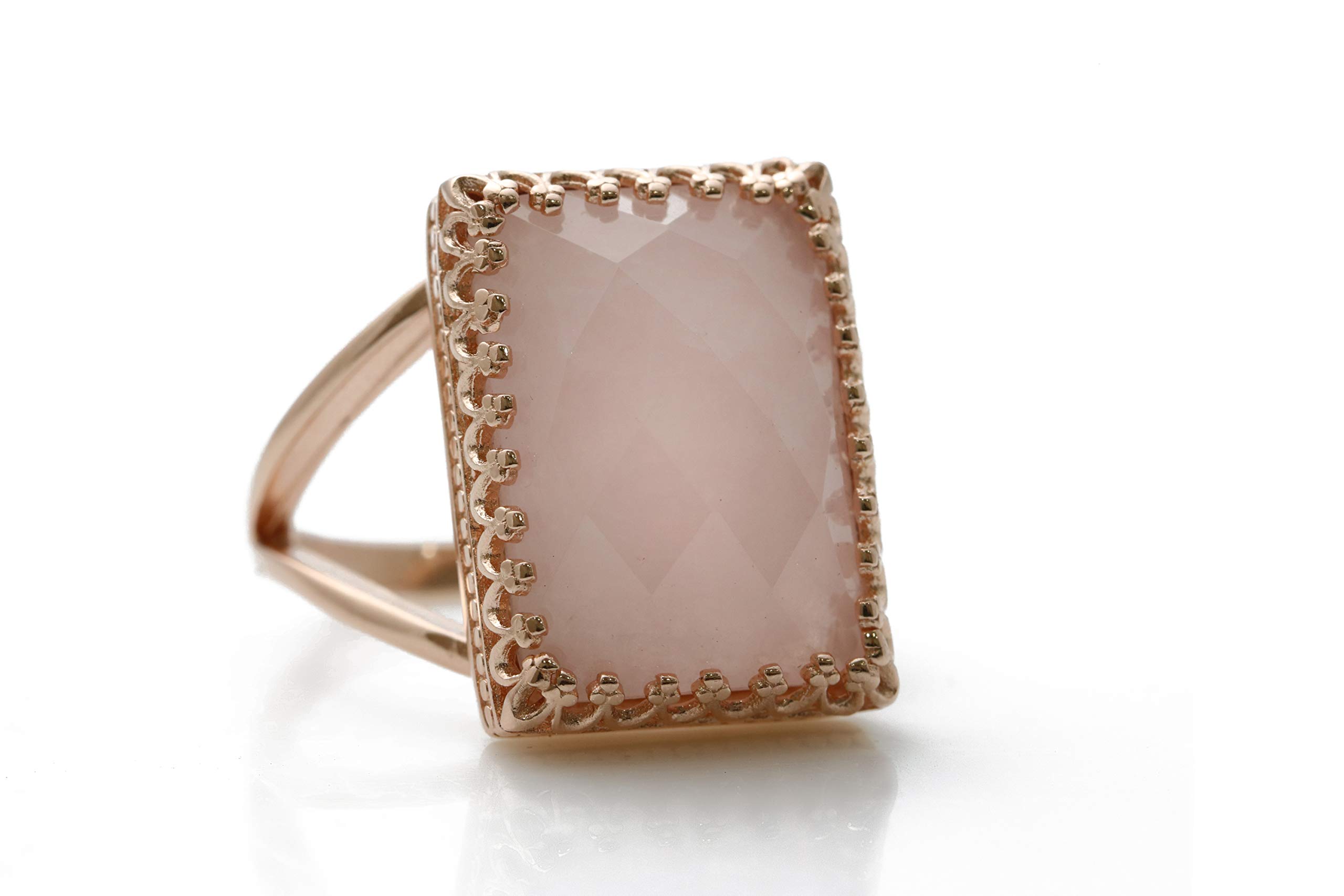 Elegant Rose Quartz Ring for Women - Handmade Gemstone Jewelry with Crystal - Custom Fashion Statement Ring - Personalized Gift for Her | Perfect for Weddings, Anniversaries & Everyday Wear