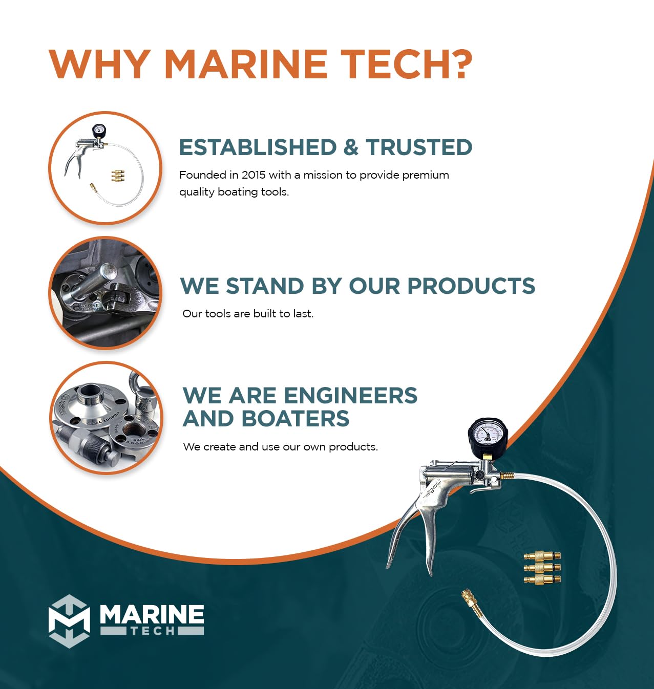 Marine Tech Professional Gearcase Pressure and Vacuum Tester Kit - Compatible with Chrysler, Evinrude, Force, Johnson & Mercury Outboard Motors - Perfect for Marine Engine Maintenance and Repair