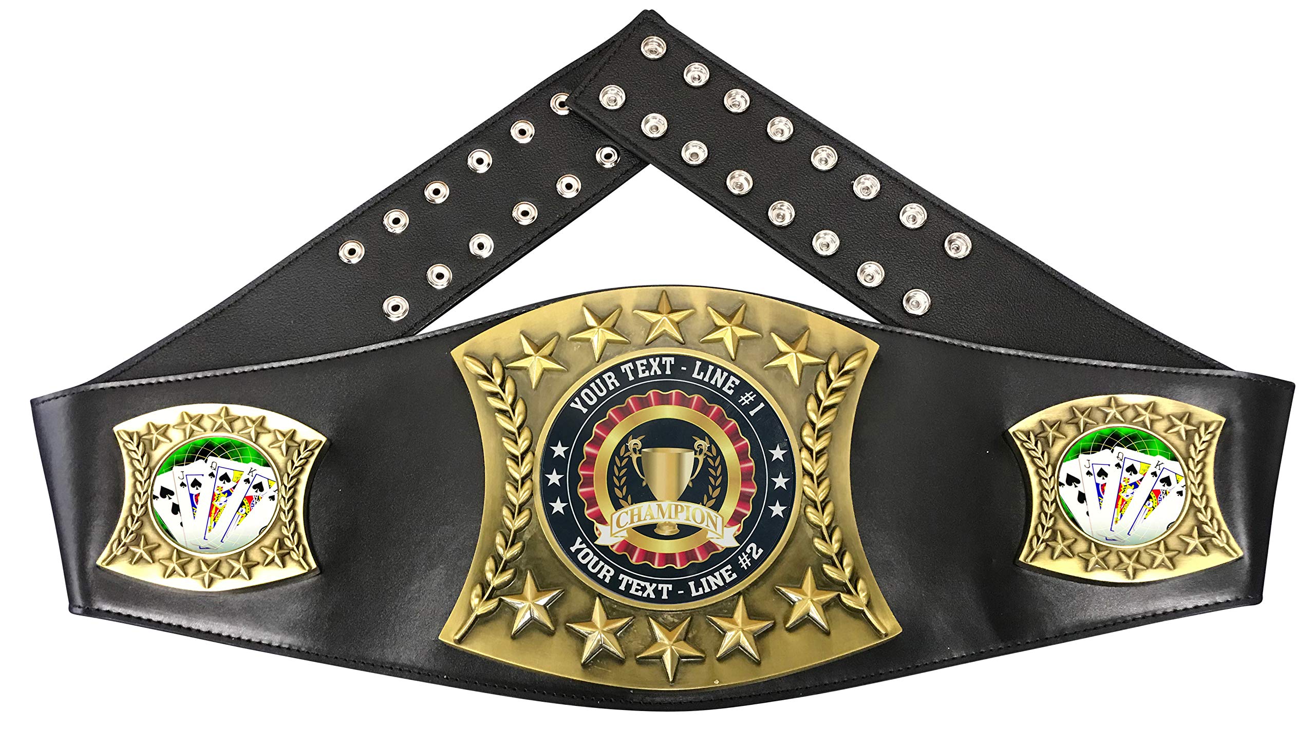 Custom Poker Championship Trophy Belt - Personalized Leather Holdem Poker Belt for Texas Hold'em Tournaments & Casino Events - Engraved Poker Awards & Medals FCL432 - Perfect for Poker Tournaments, Casino Nights & Poker League Prizes