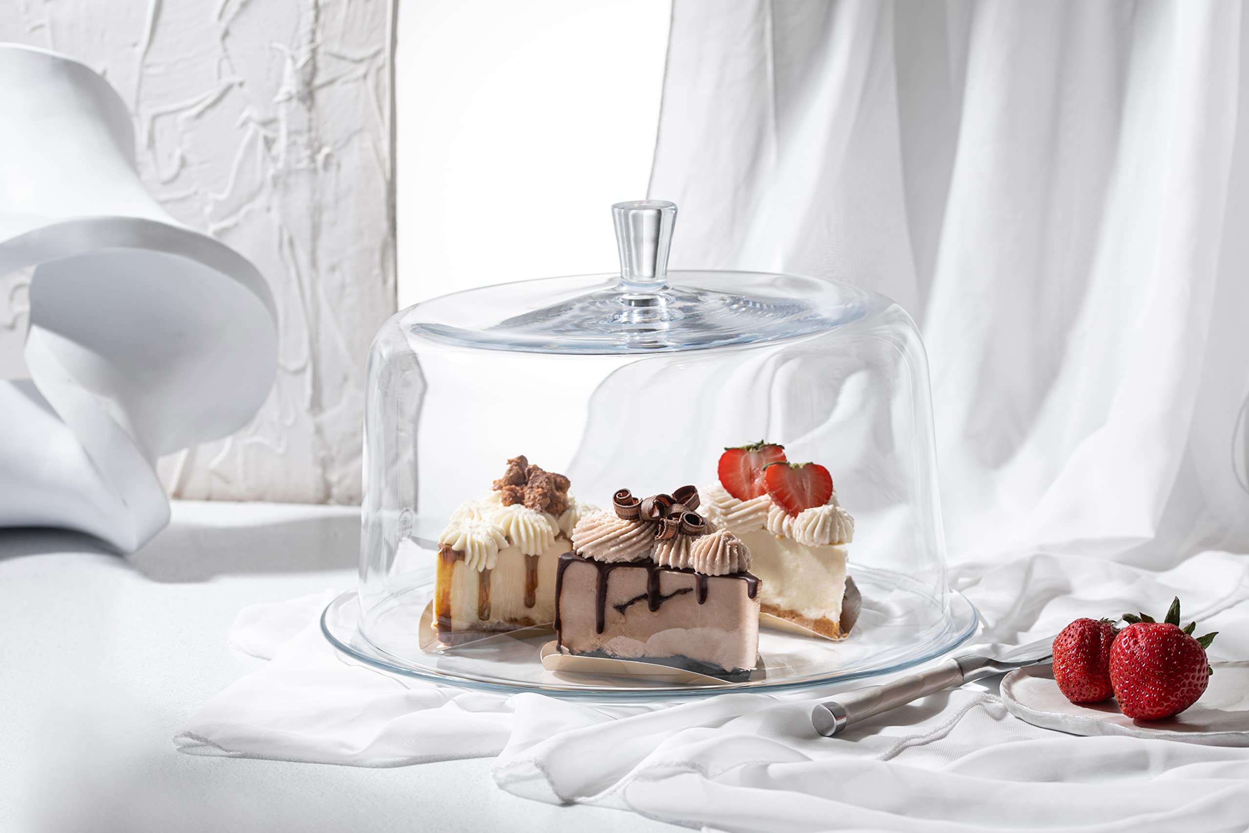 Barski European Quality Glass Extra Large Clear Cake Dome 11.5