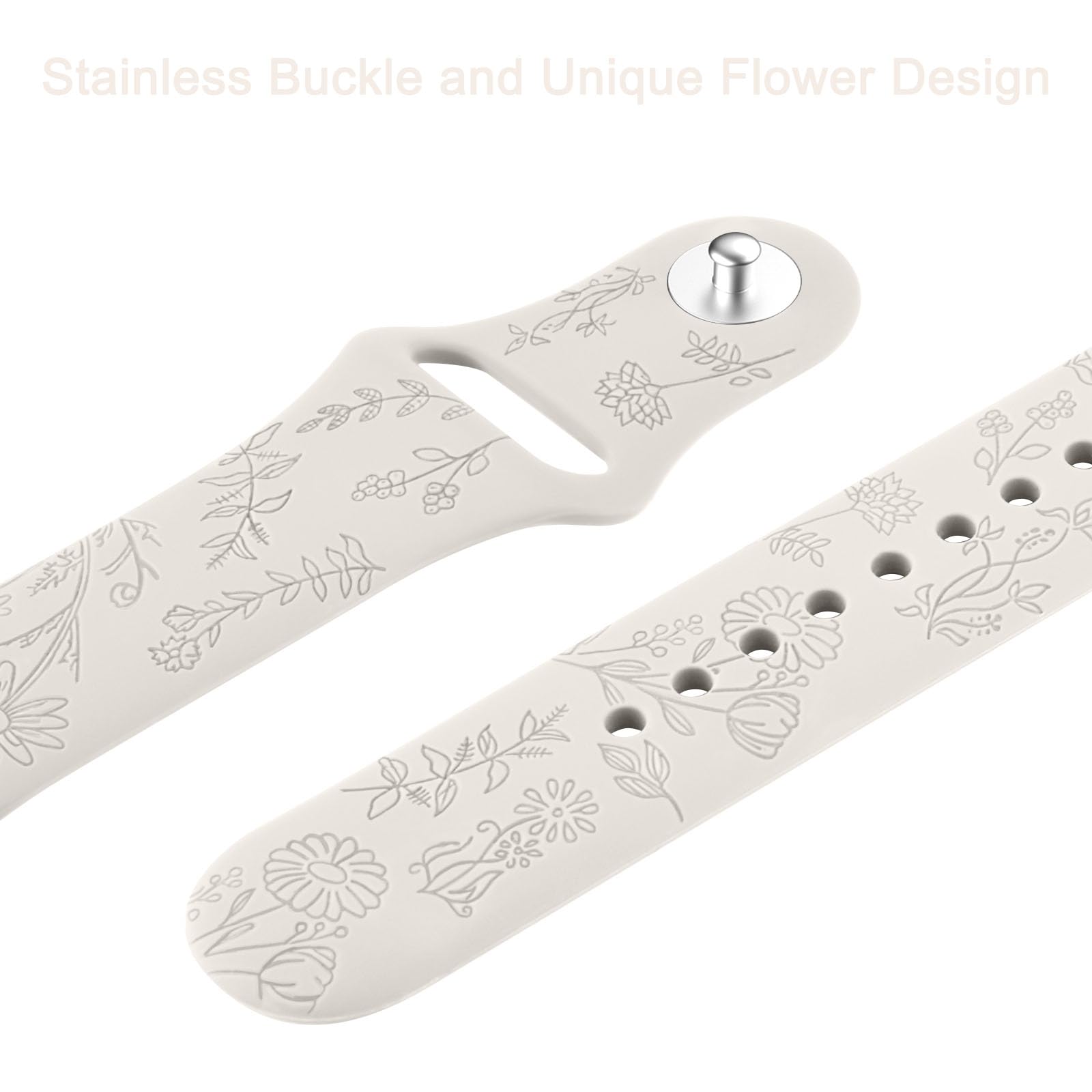 Elegant Floral Engraved Silicone Replacement Bands for Garmin Vivoactive 5/Vivoactive 3 Smartwatch - Soft, Durable & Comfortable Watch Strap for Women - Perfect for Workouts, Running, Yoga & Daily Wear