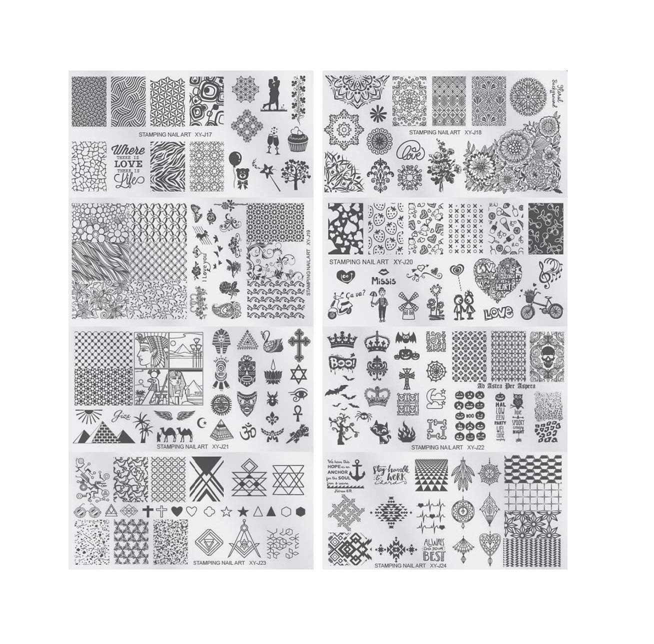 NESA Nail Art Stamp Kit with 4 Unique Design Plates - Professional DIY Manicure Tools for Home & Salon Use