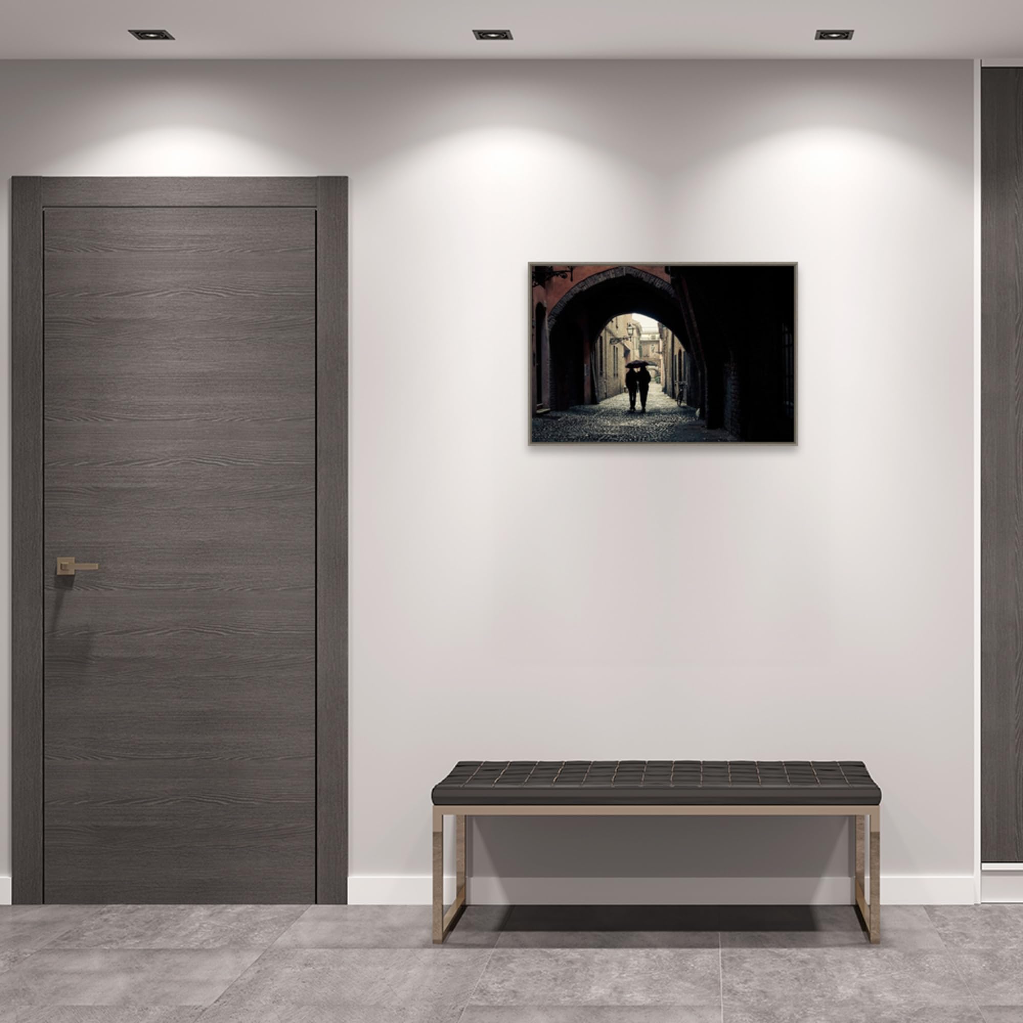 Amanti Art Framed Canvas Wall Art 23x33 - 'Lullaby' by Stefano Corso, Cityscape Painting in Rustic Country Style, Large Framed Poster for Living Room, Bedroom, Office Decor | Perfect for Home, Apartment & Vacation House Wall Decor