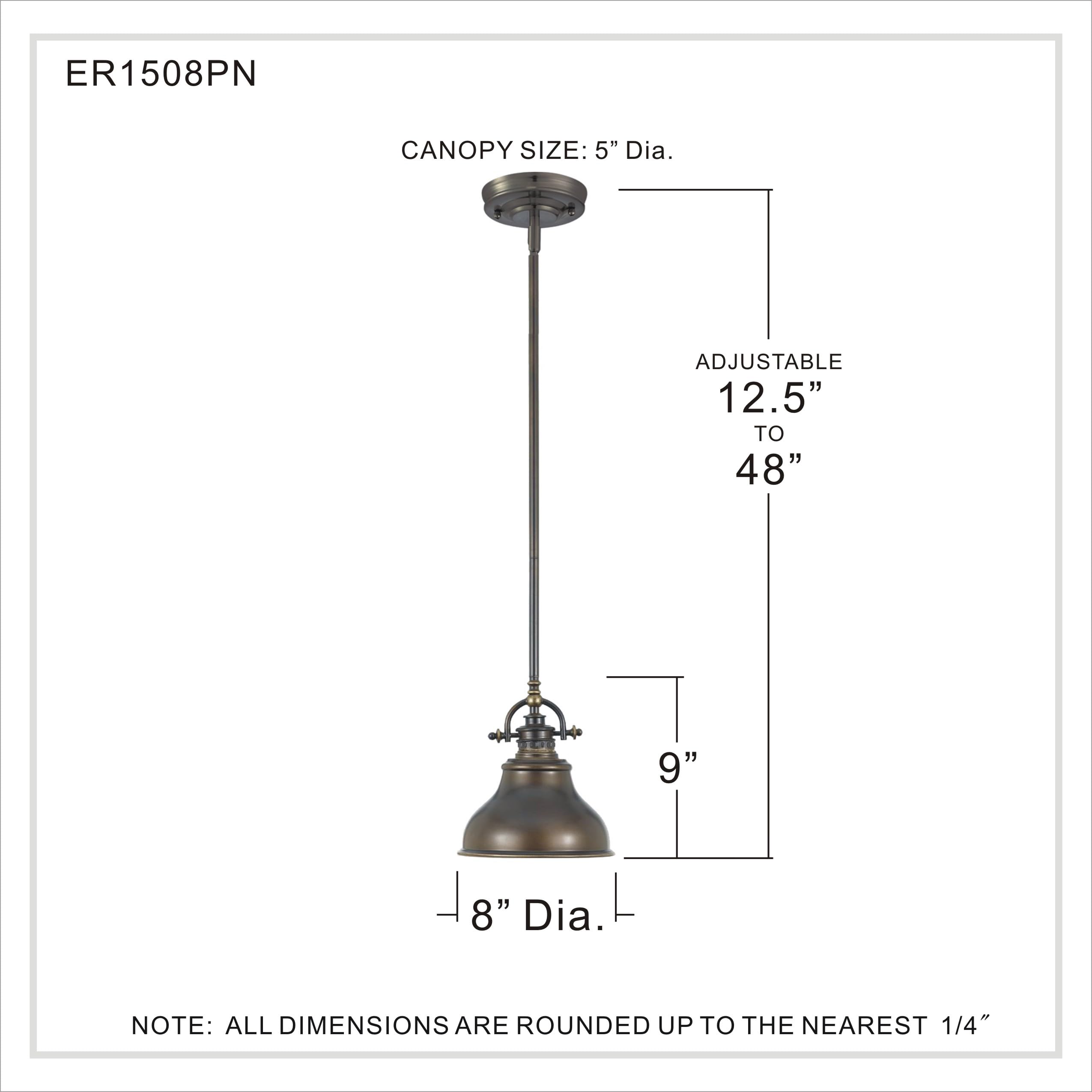 Quoizel Emery 1-Light Palladian Bronze Mini Pendant Light - Metal Shaded Ceiling Fixture with Classic Design - Sloped Ceiling Compatible - Ideal for Kitchen Island, Dining Room & Bedroom Lighting
