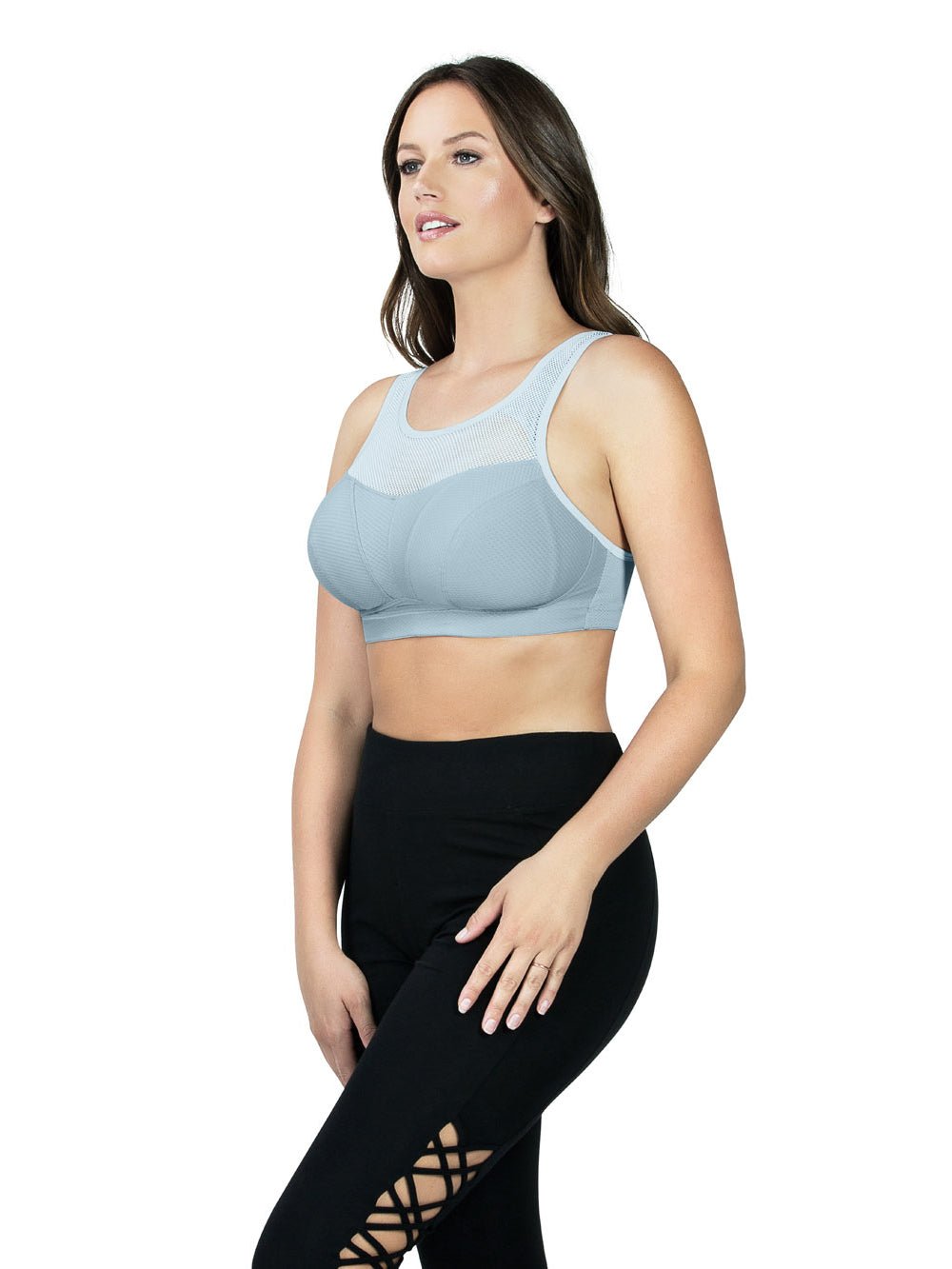 Parfait Breeze Wire Free Low Impact Sports Bra for Women - Comfortable Seamless Yoga Bra in Granite Blue | Perfect for Running, Gym Workouts & Lounge Wear