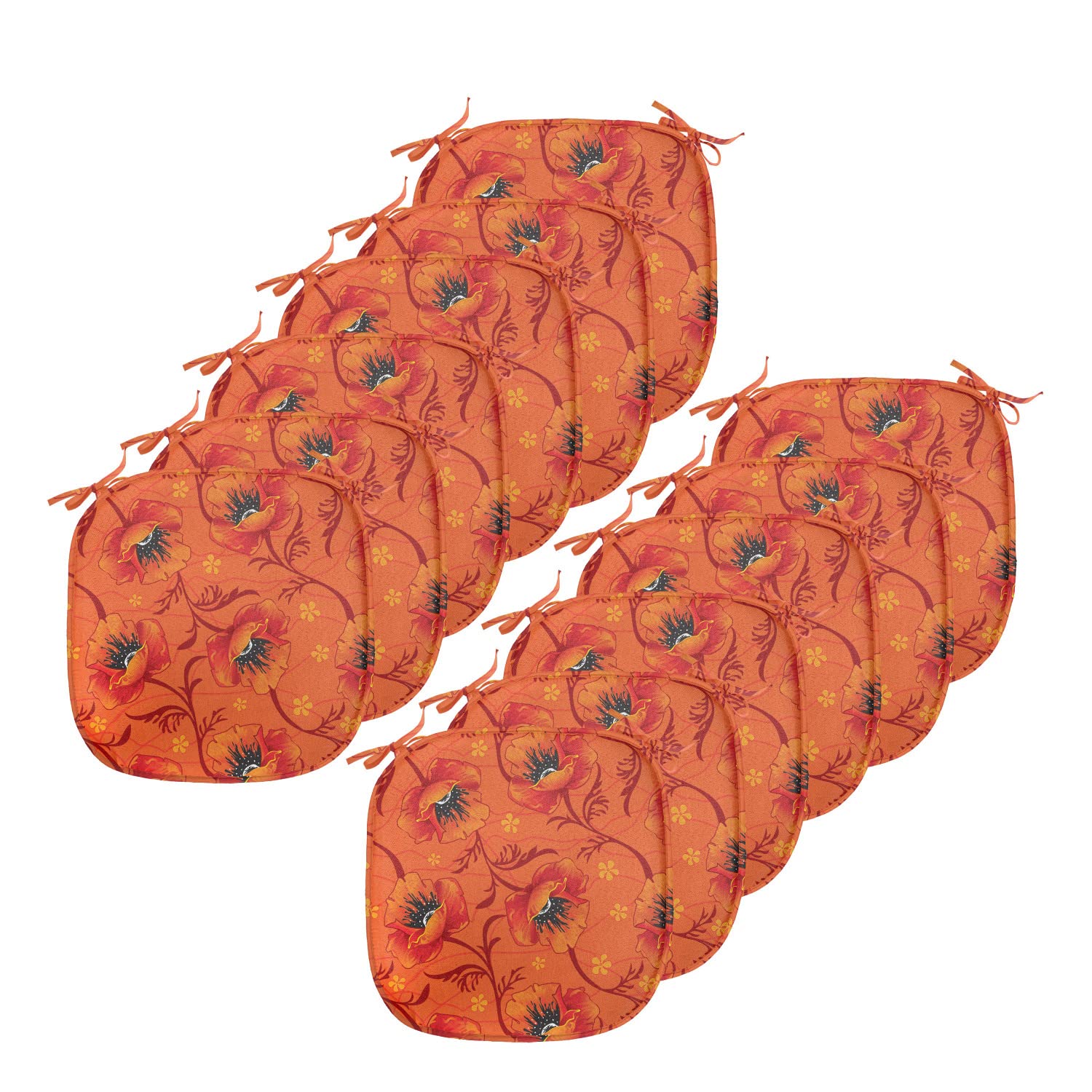 Ambesonne Bohemian Orange Chair Cushions Set of 12 - 16