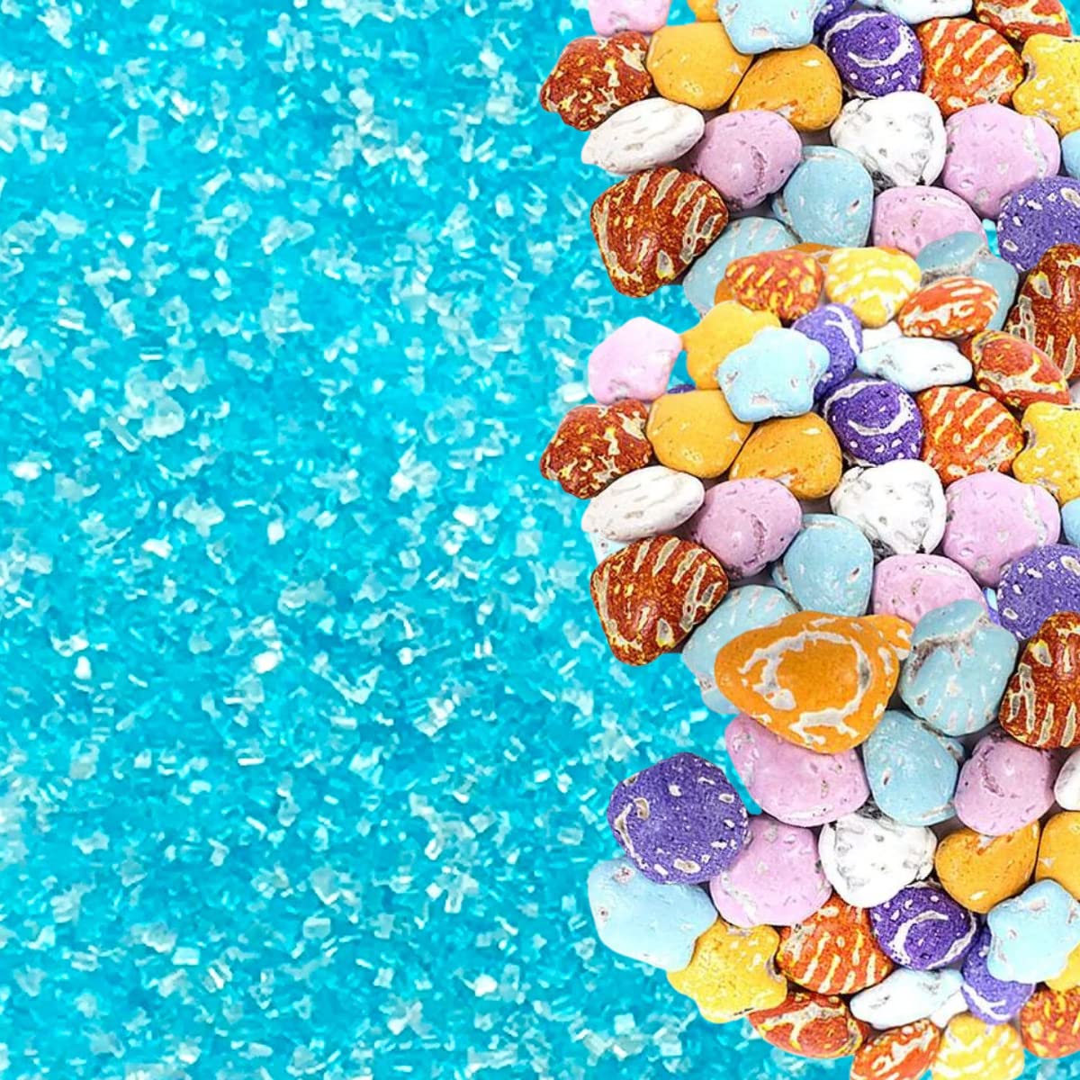 Edible Beach Ocean Water Cake & Cupcake Decoration Topper - SeaShells & Sparkling Water Sprinkles for Summer Parties & Ocean-Themed Desserts