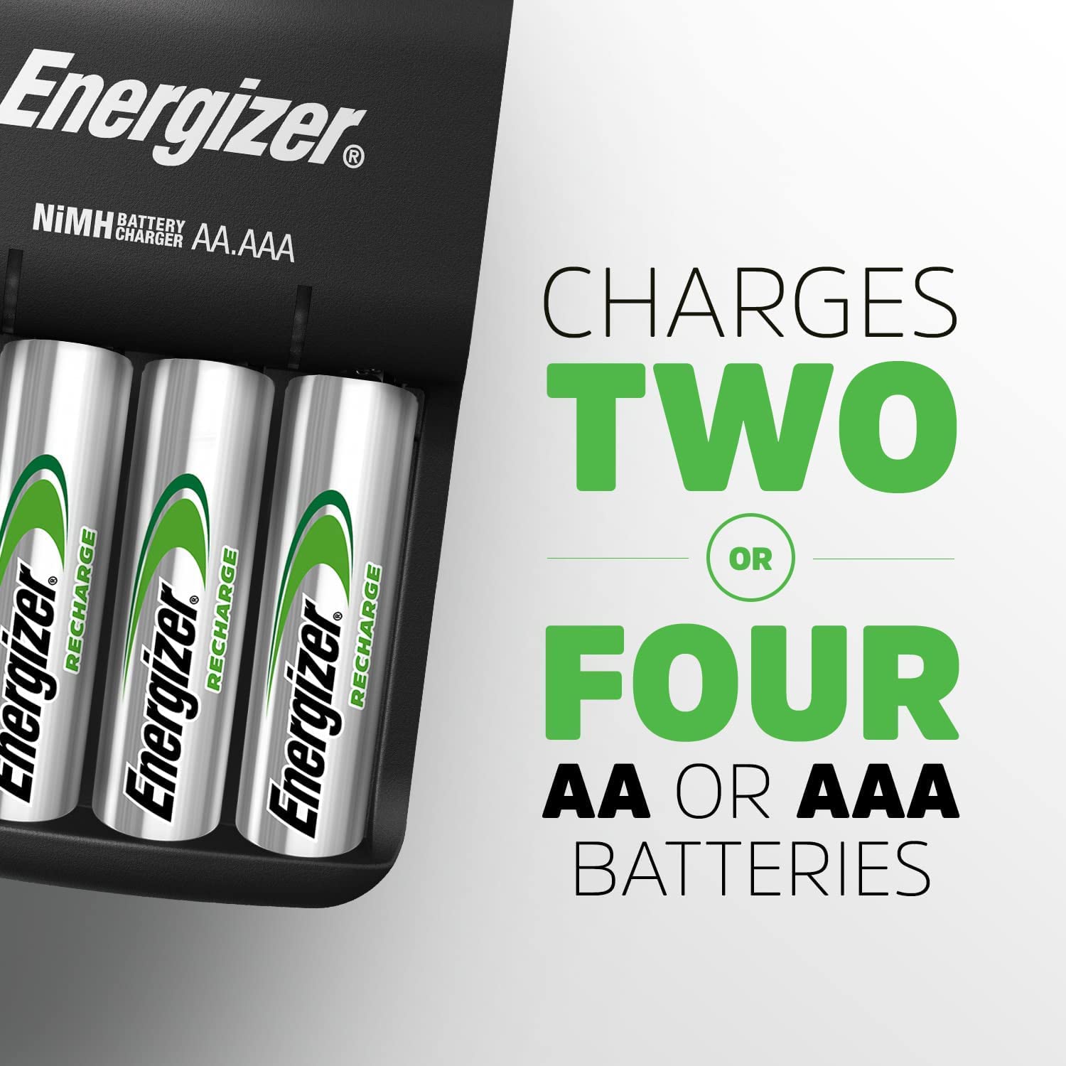 Energizer Rechargeable AA Batteries 8-Pack with Basic Charger - Long Lasting Power for Cameras, Toys, Flashlights & Electronics